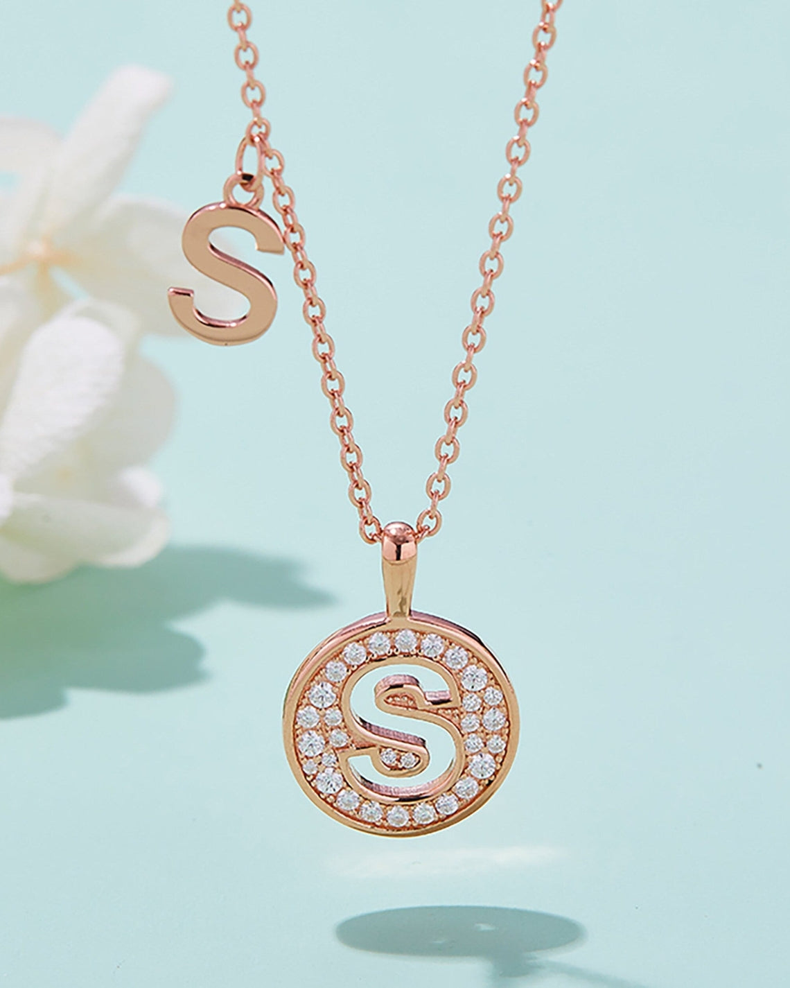 Customized "S" Letter Moissanite Diamond Necklace - Camila Brown