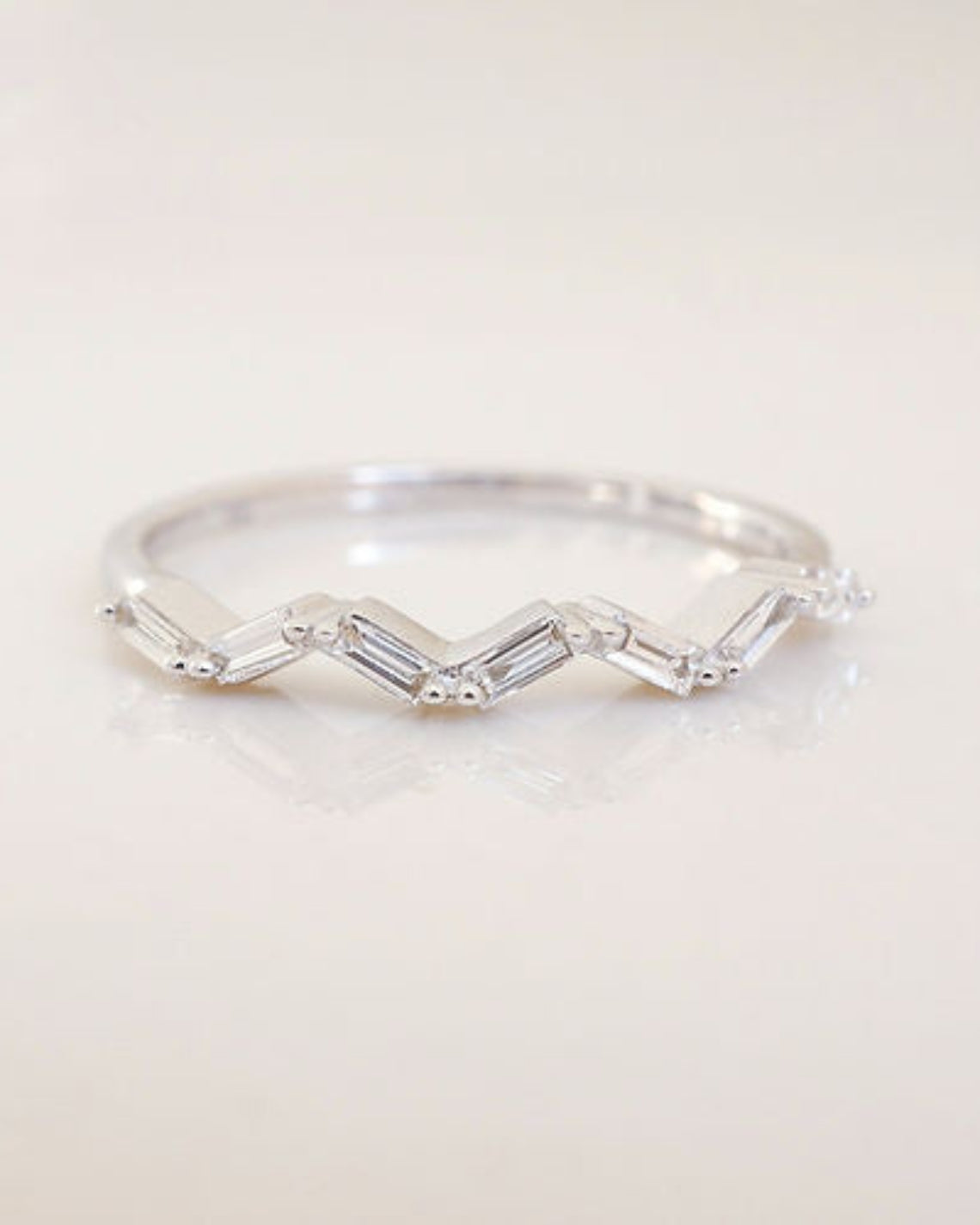 0.18 TCW Baguette CVD Diamond Zig - Zag Wedding Band - Camila Brown