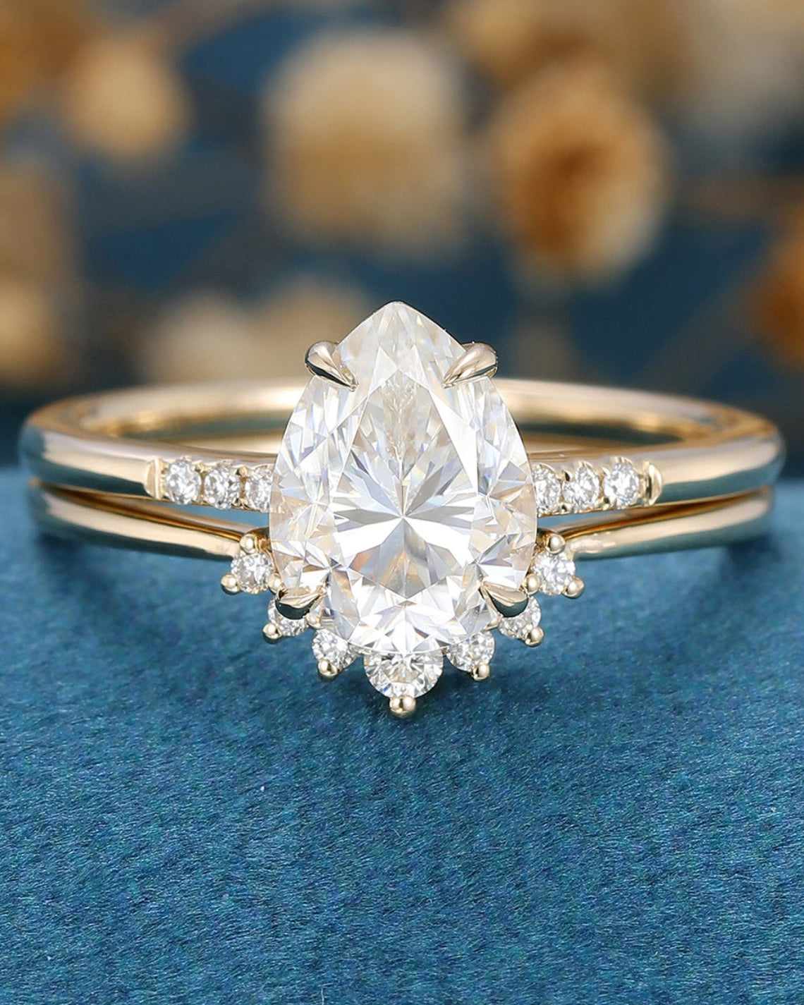 1.0 CT Pear Shaped Moissanite Solitaire Bridal Set - Camila Brown