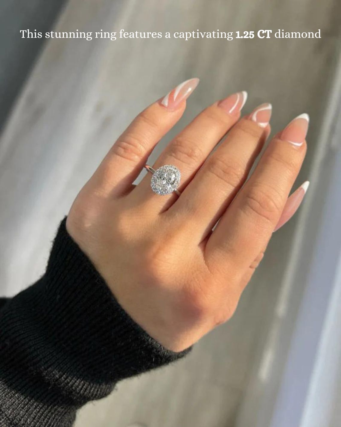 1.25 CT Oval F/VS2CVD Diamond Halo Engagement Ring - Camila Brown