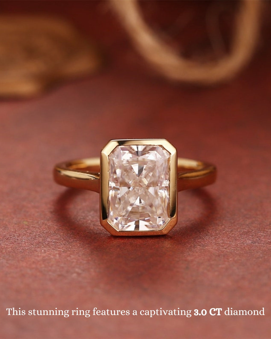 1.0-3.0 CT Radiant E/VS1 CVD Diamond Bezel Solitaire Engagement Ring - Camila Brown