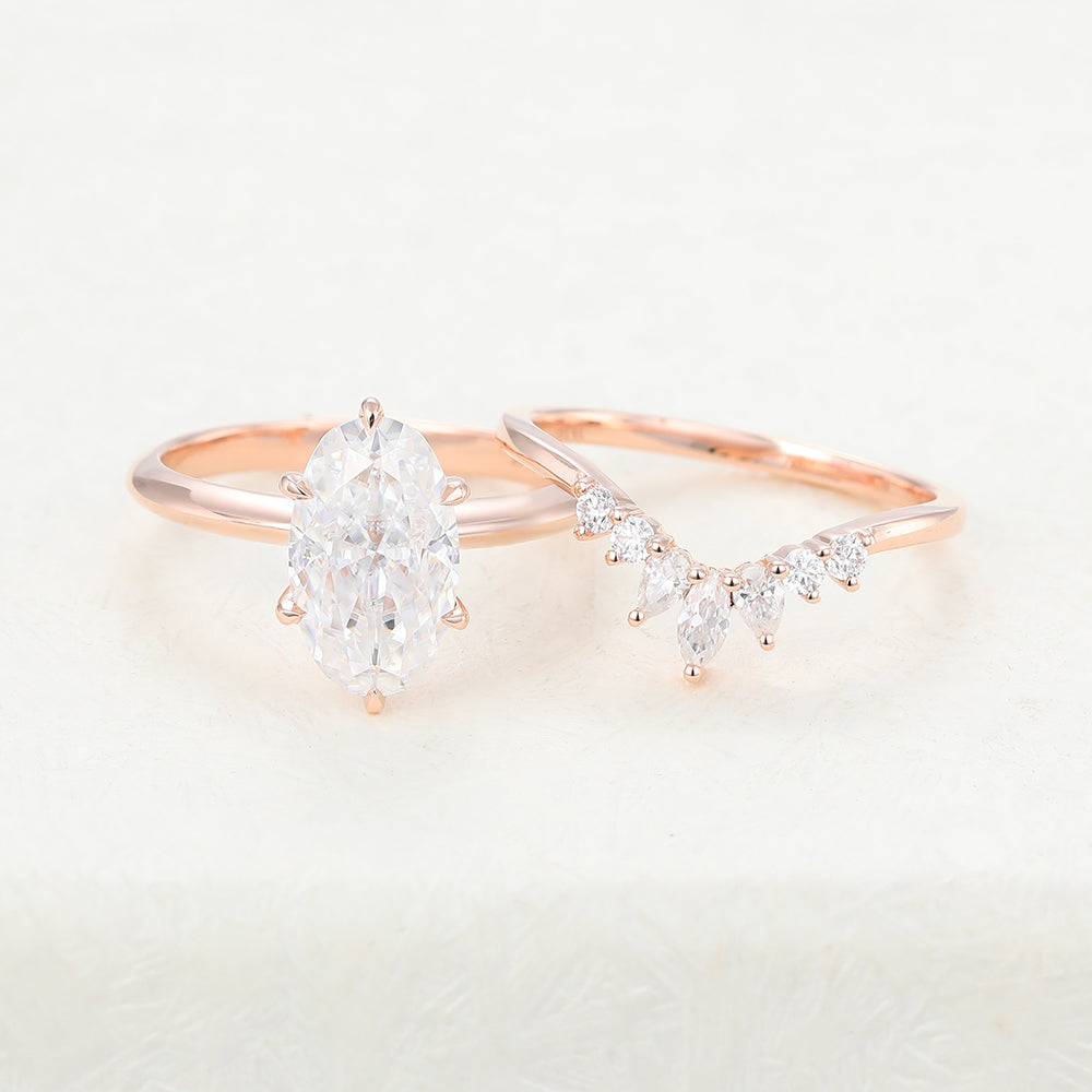 2.50 CT Oval Moissanite Solitaire Bridal Ring Set - Camila Brown