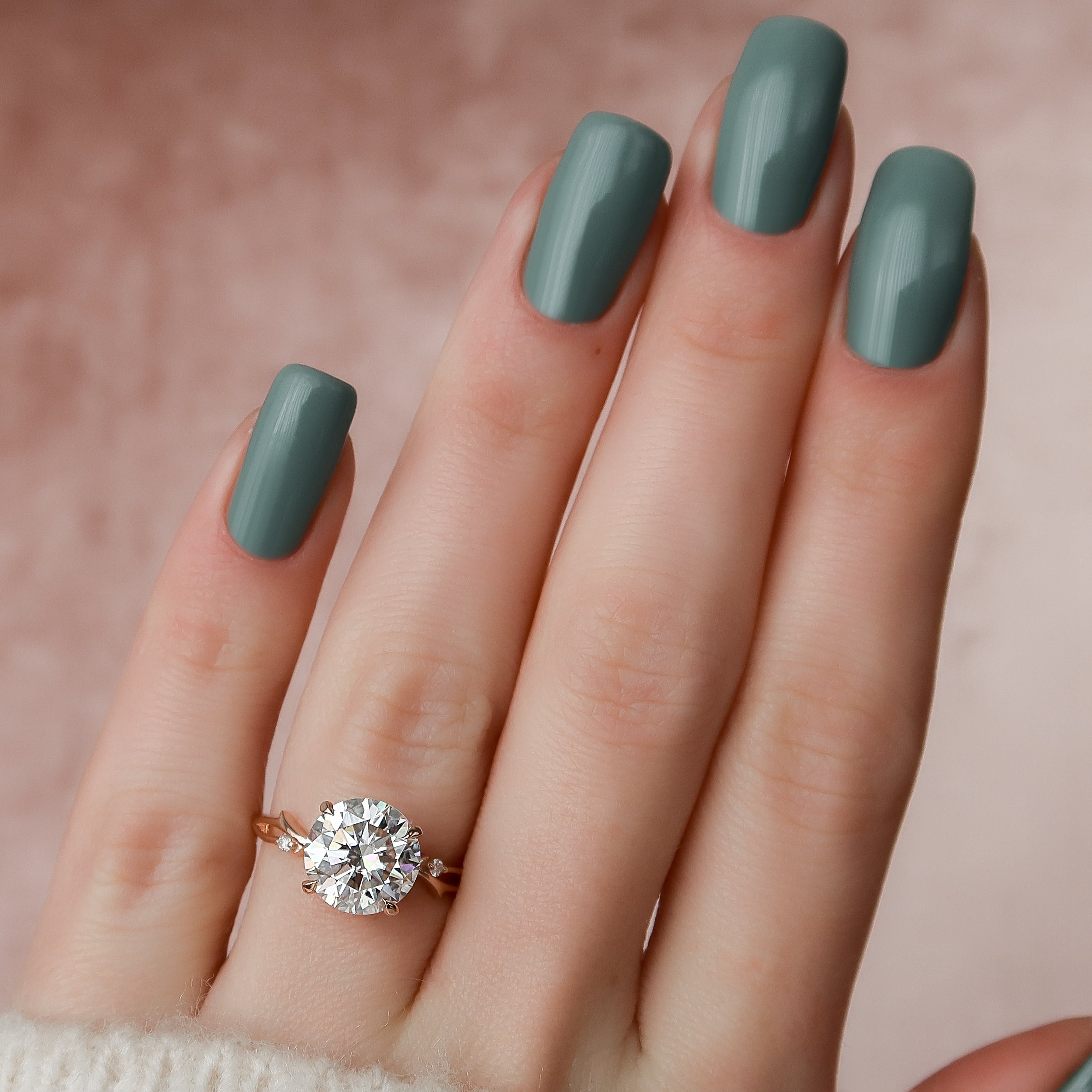 1.50 - 3.0 CT Round Cut Lab Grown Diamond Twig Setting Engagement Ring