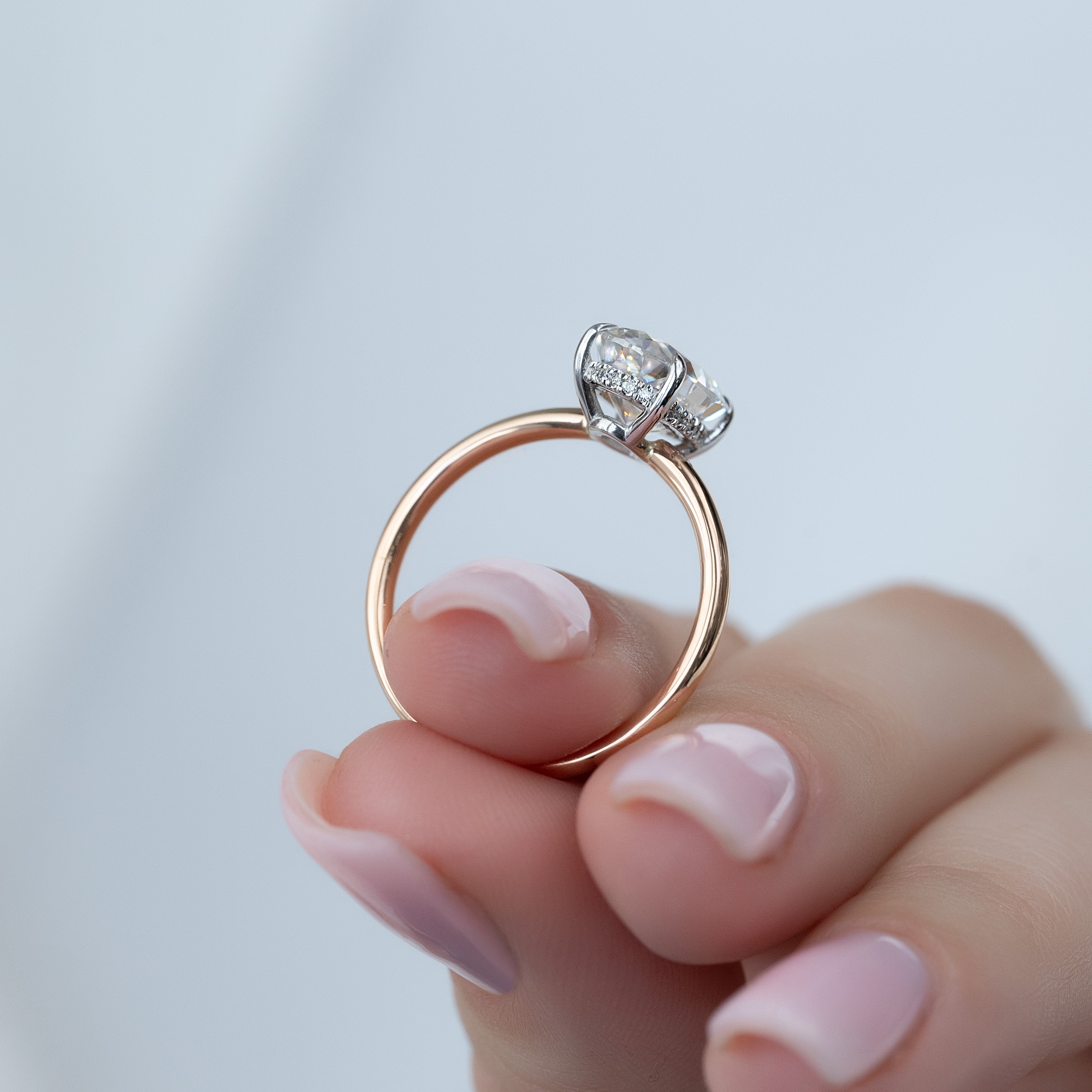 2.0 - 4.0 CT Oval Cut CVD Diamond Hidden Halo Engagement Ring
