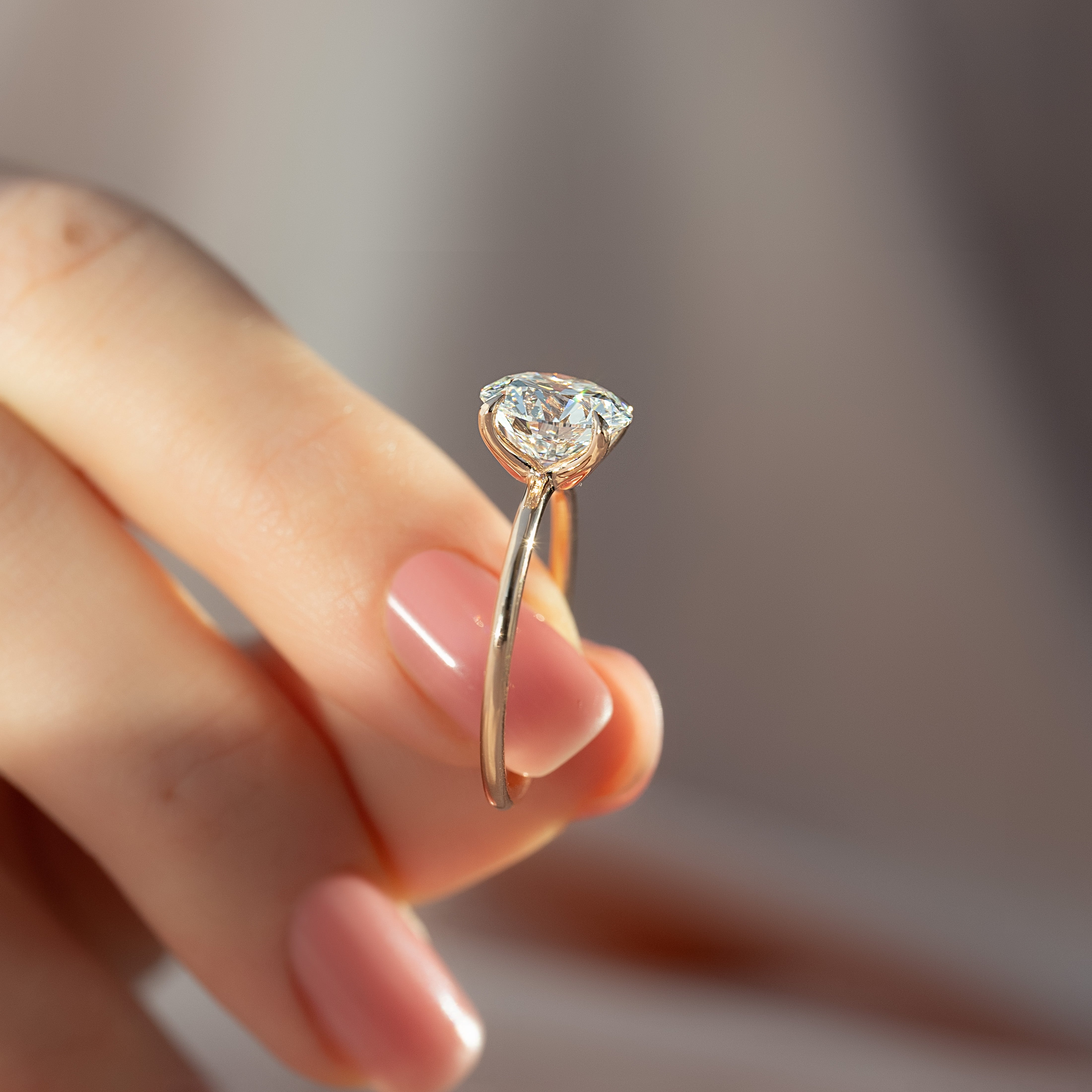 Round cut CVD diamond solitaire engagement ring in white gold setting