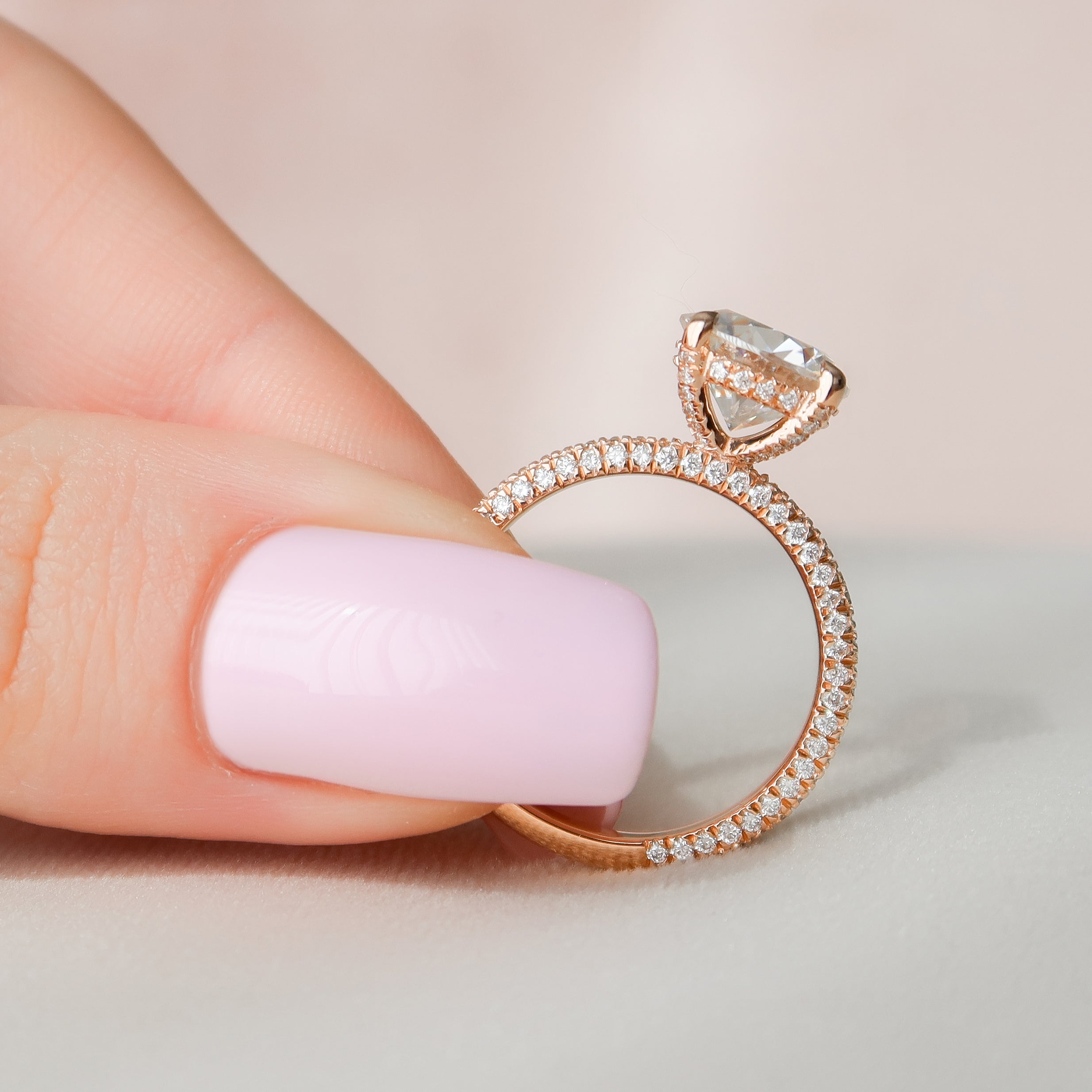 1.50 - 3.50  CT Round Cut Lab Grown Diamond Hidden Halo & Pave Engagement Ring