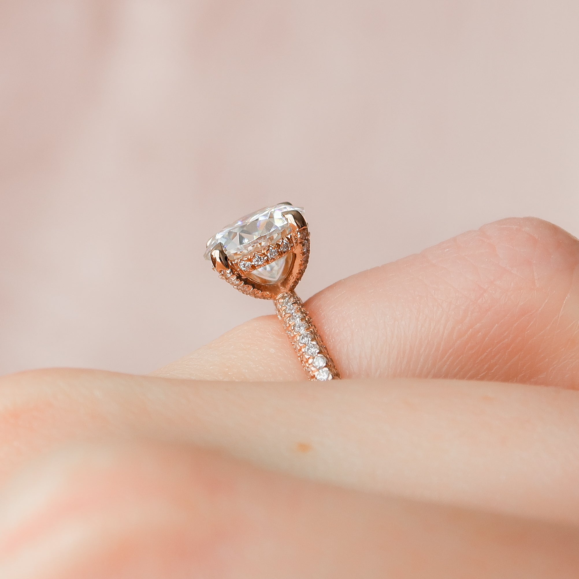 1.50 - 3.50  CT Round Cut Lab Grown Diamond Hidden Halo & Pave Engagement Ring