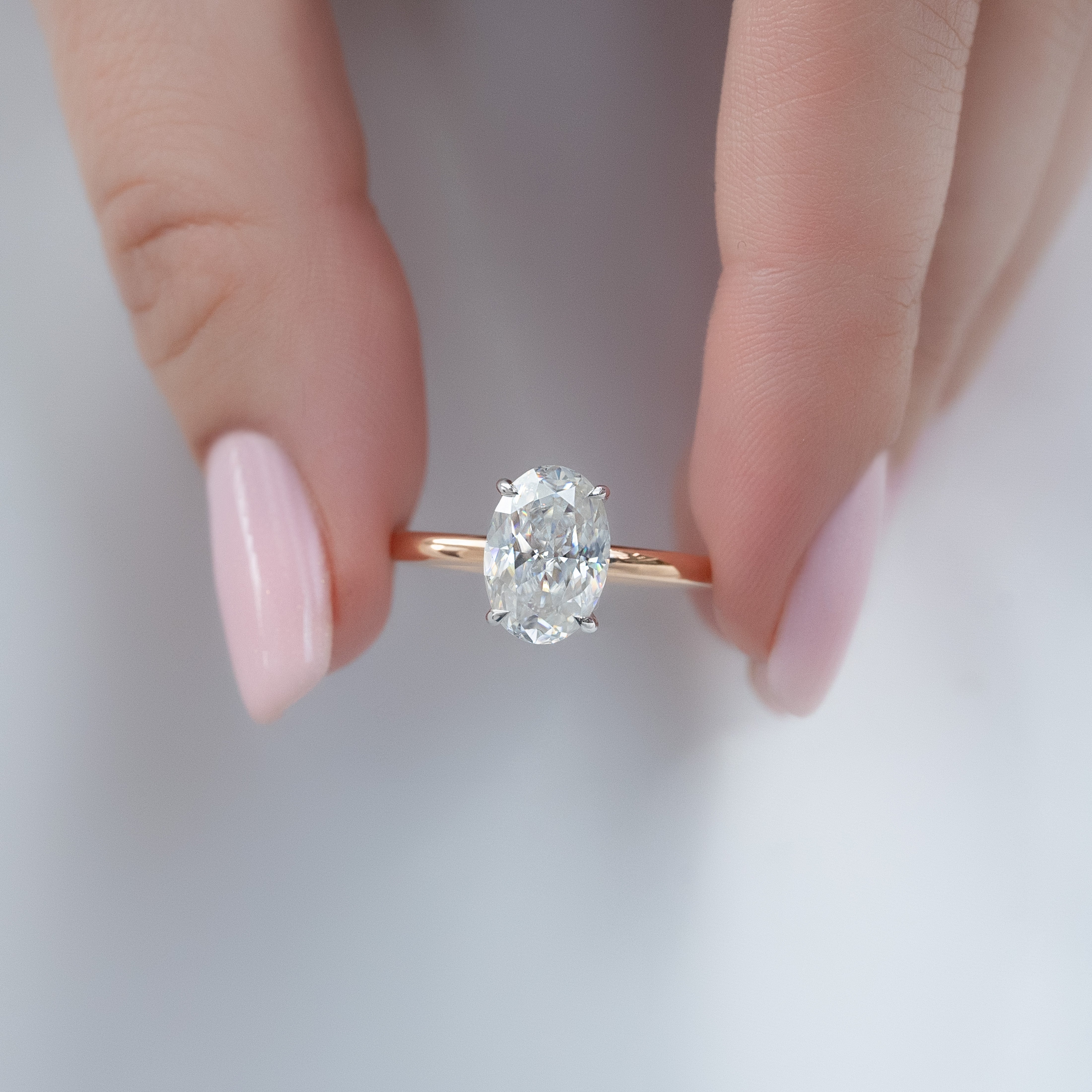 2.0 - 4.0 CT Oval Cut Lab Grown Diamond Hidden Halo Engagement Ring