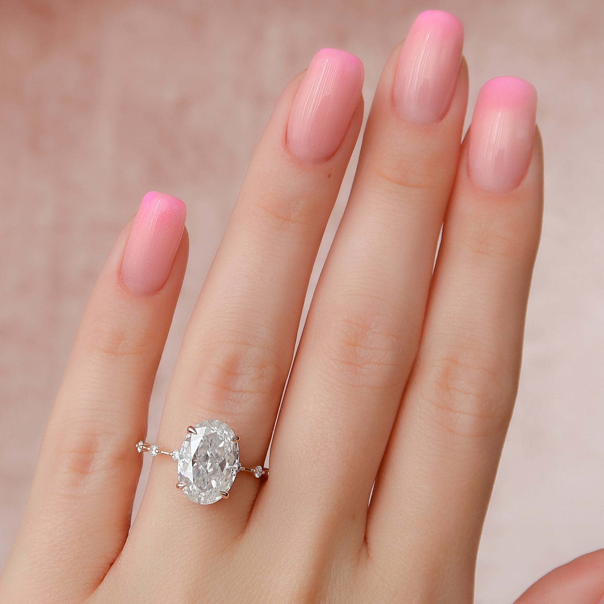 2.0 - 4.0 CT Oval Cut CVD Diamond Dainty Engagement Ring