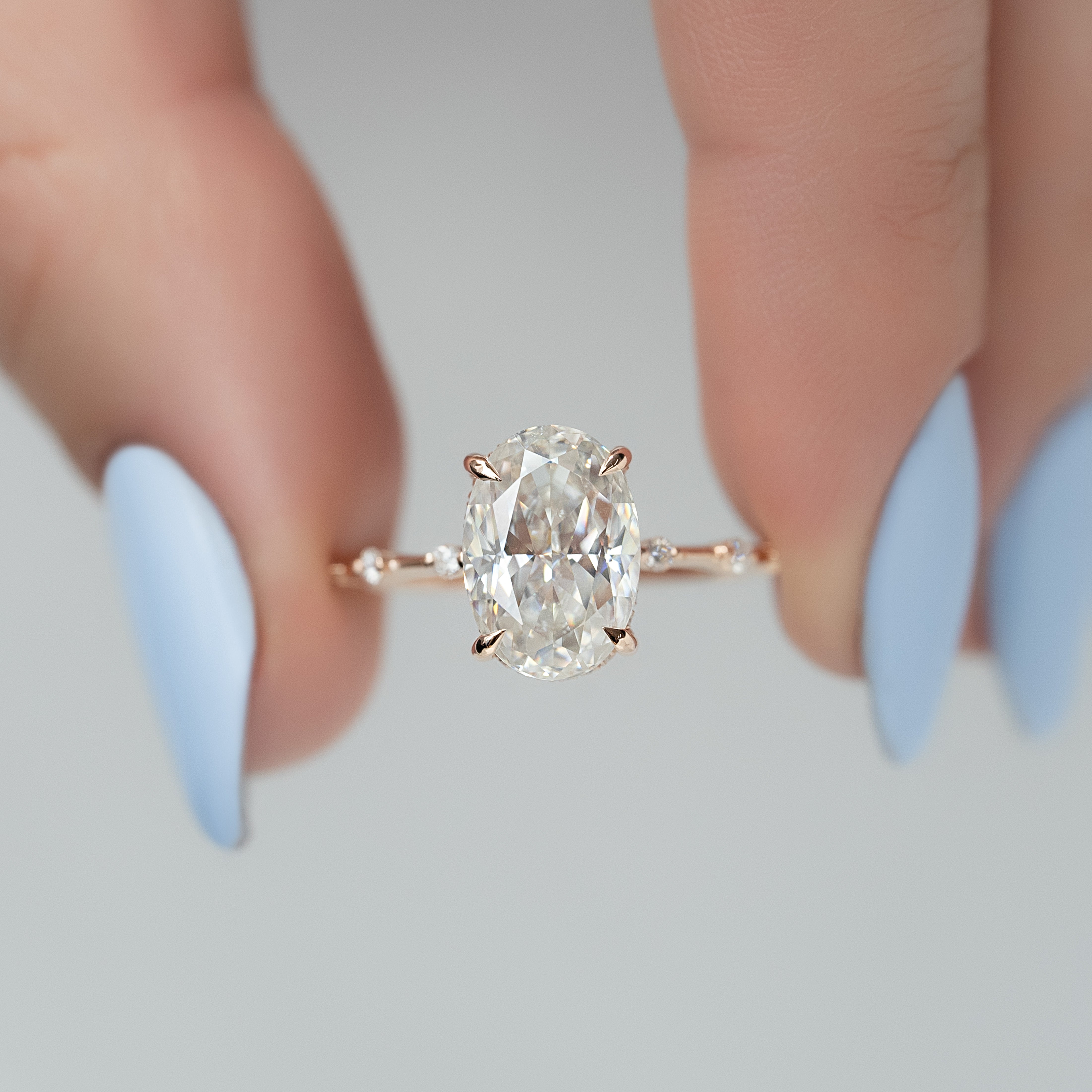 2.0 -4.0 CT Oval Cut Lab Grown Diamond Dainty Engagement Ring