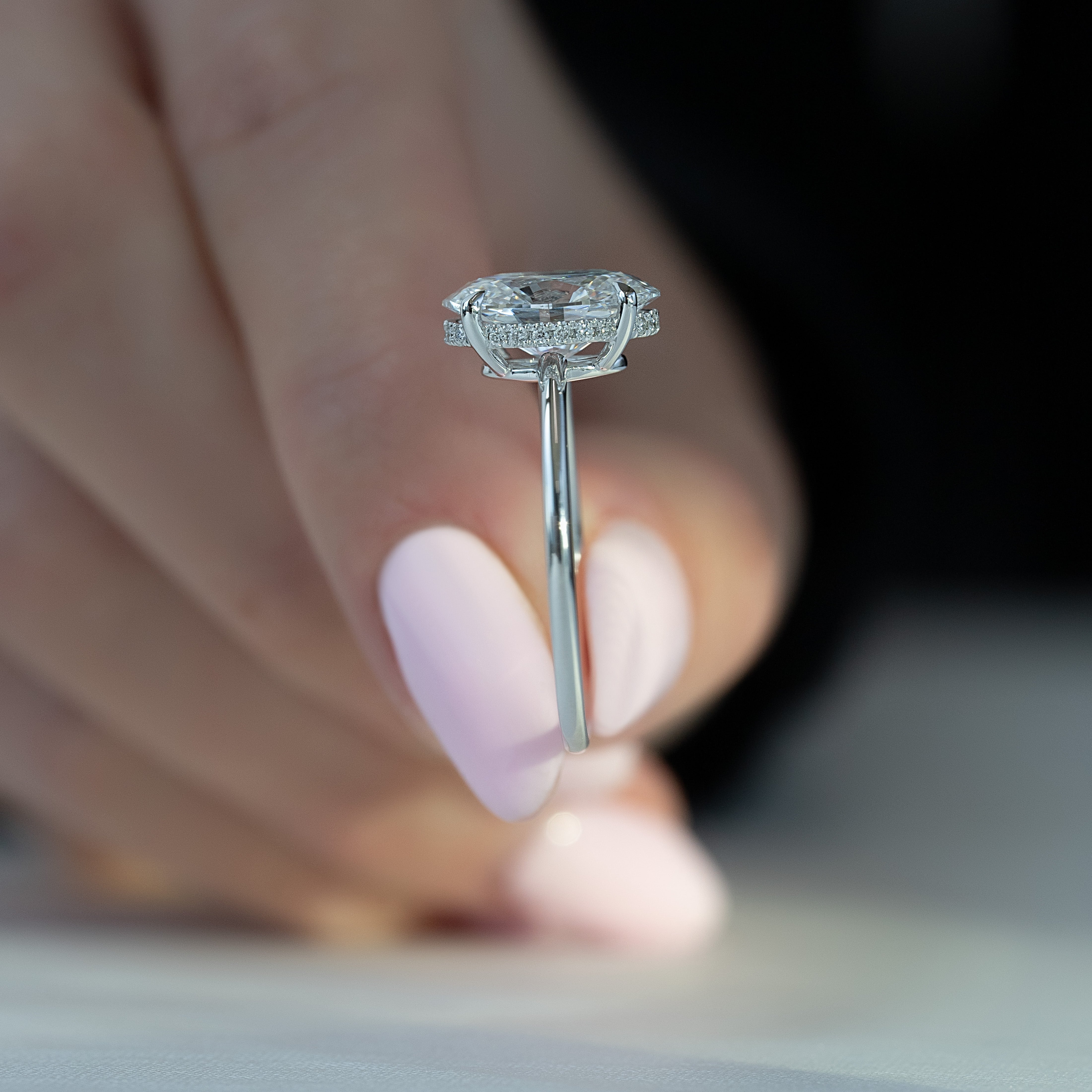 2.0 - 4.0 CT Oval Cut CVD Diamond Hidden Halo Engagement Ring