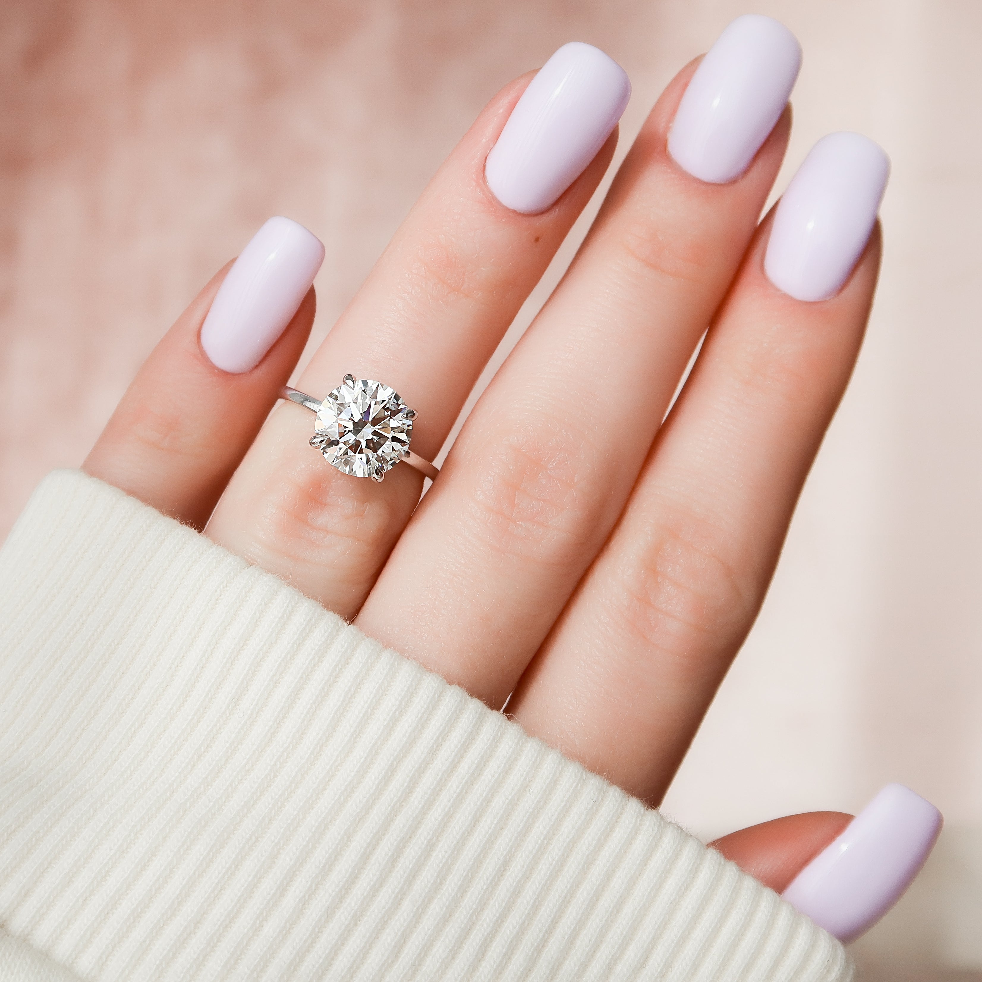 1.0 - 3.0 CT Round Cut Lab Grown Diamond Hidden Halo Engagement Ring