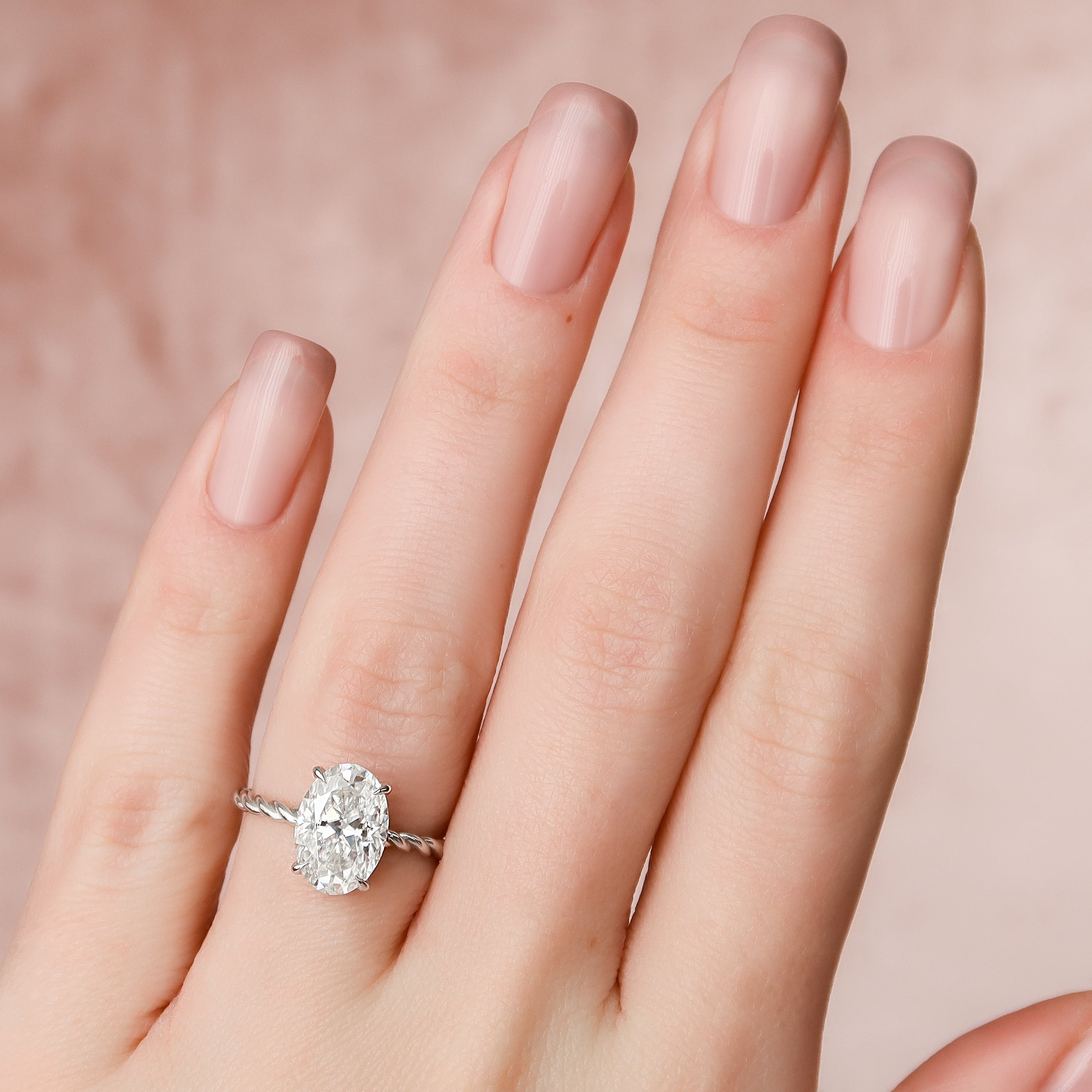 1.0 -3.0 CT Oval Cut CVD Diamond Hidden Halo Engagement Ring