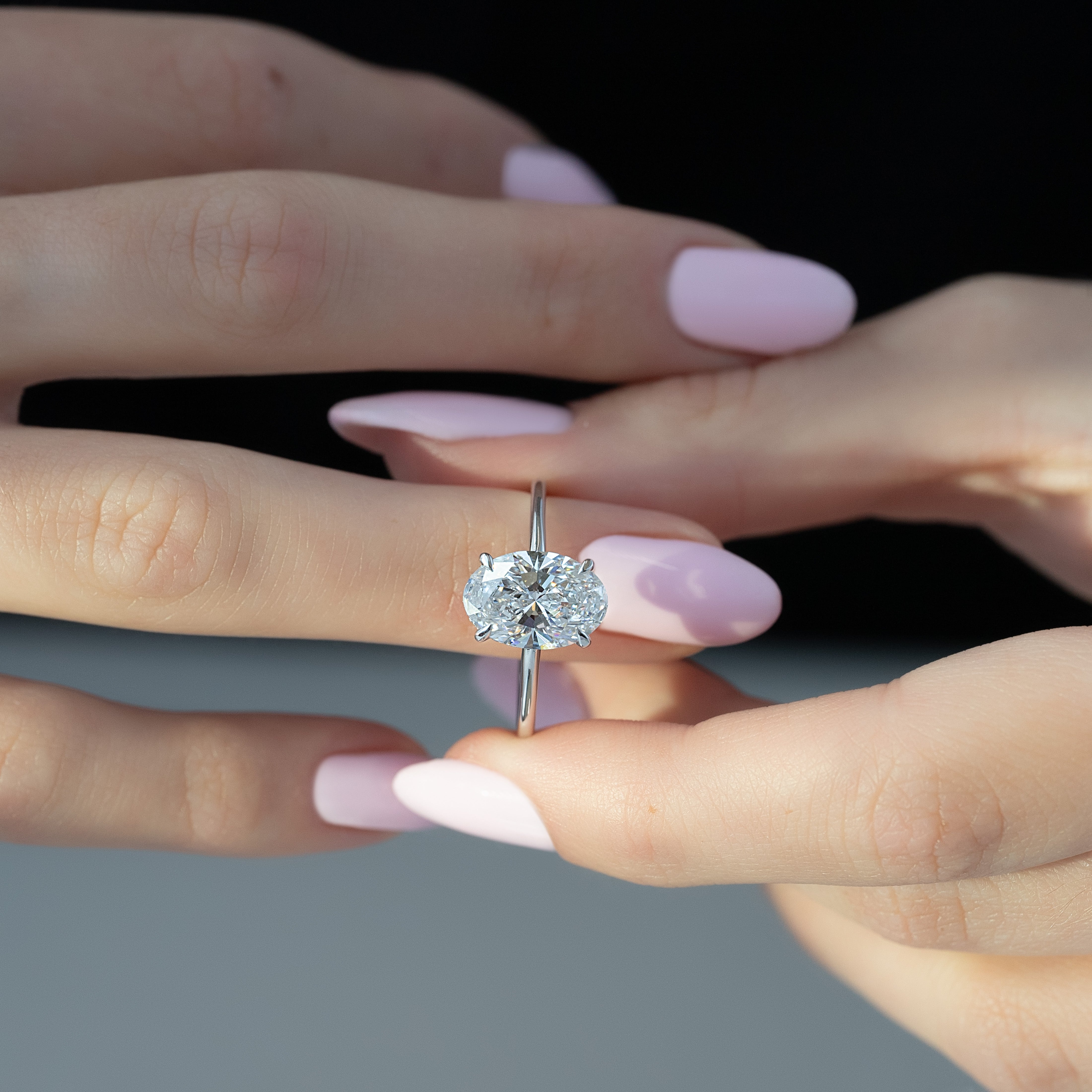 2.0 - 4.0 CT Oval Cut CVD Diamond Hidden Halo Engagement Ring