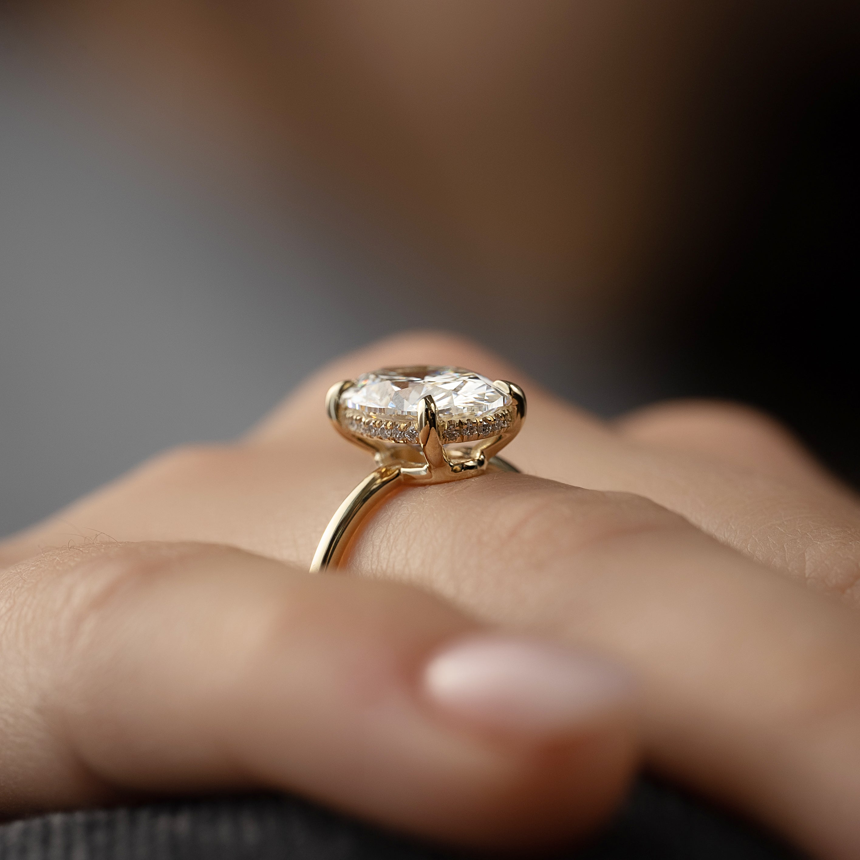 2.0 - 4.0 CT Oval Cut CVD Diamond Hidden Halo Engagement Ring