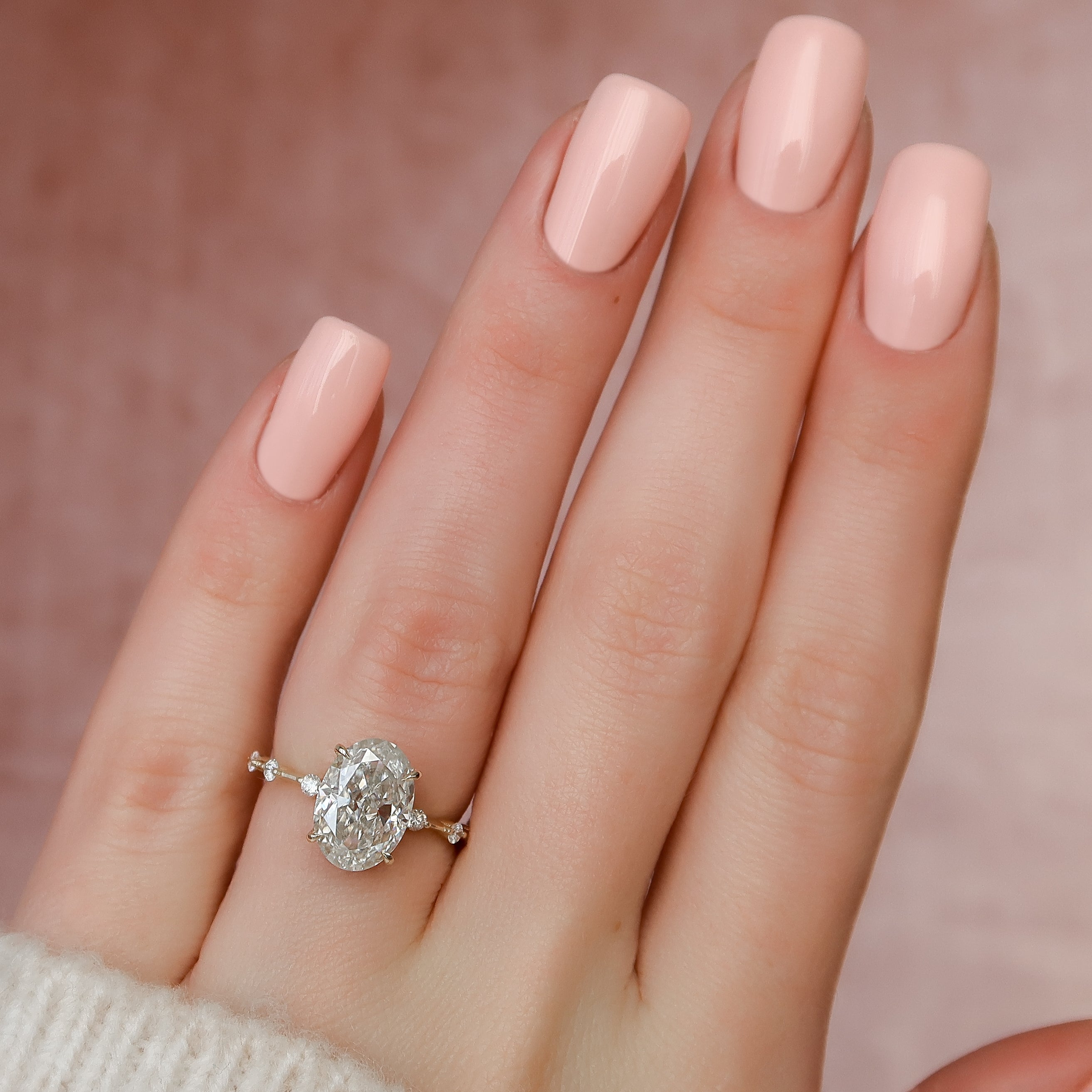 2.0 - 4.0 CT Oval Cut CVD Diamond Dainty Engagement Ring