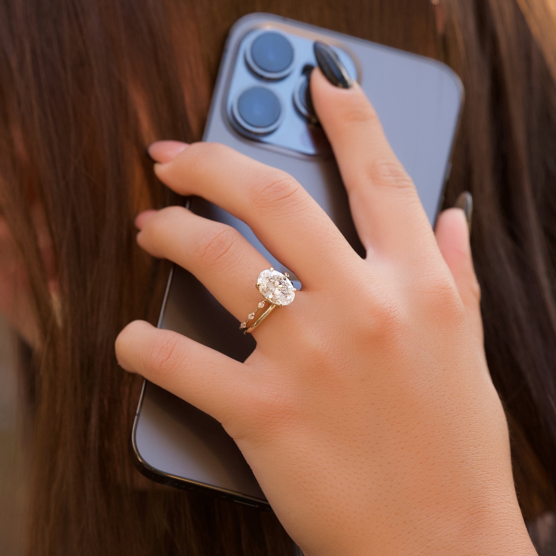 2.0 - 4.0 CT Oval Cut CVD Diamond Dainty Engagement Ring