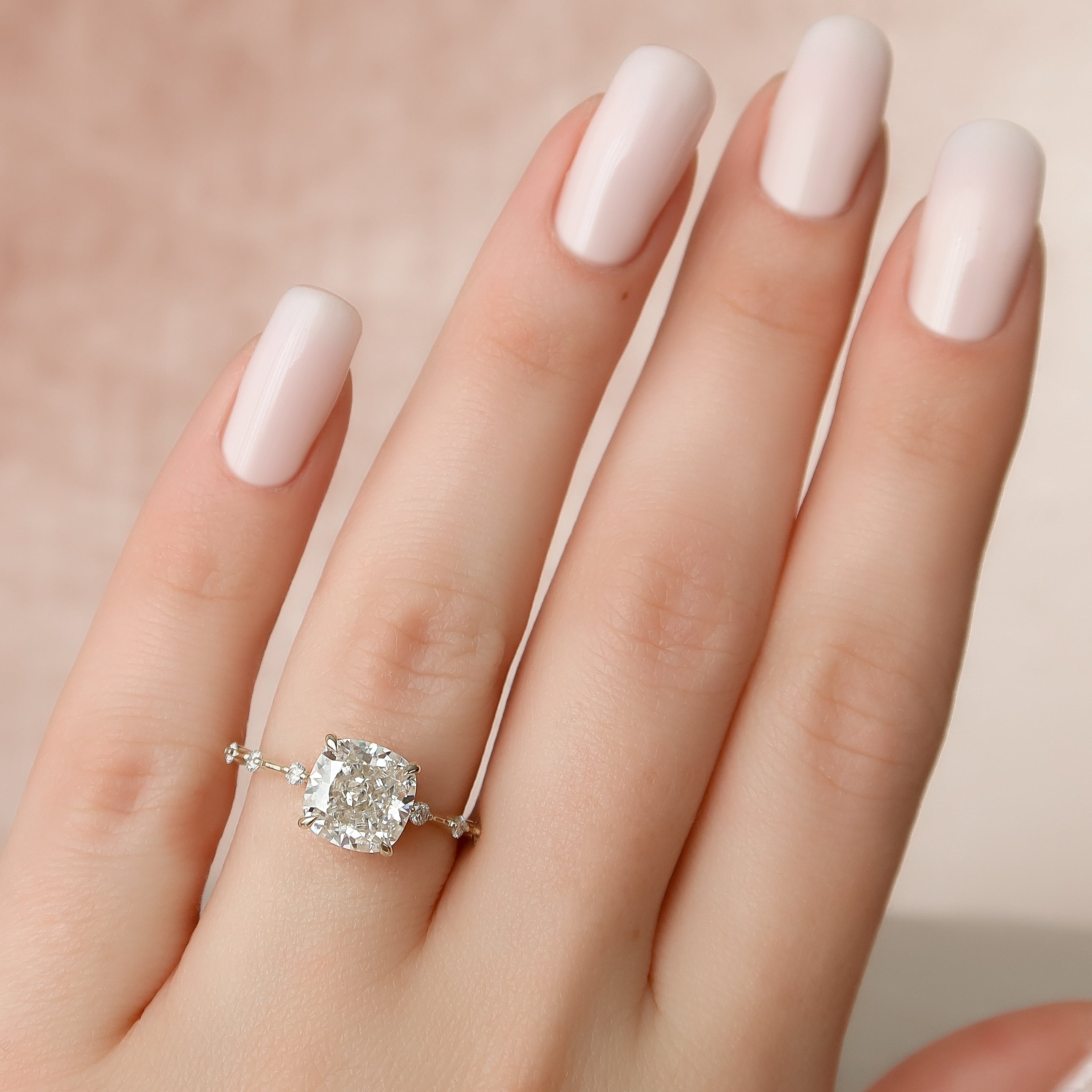 2.0 - 4.0 CT Cushion Cut Lab Grown Diamond Dainty Engagement Ring