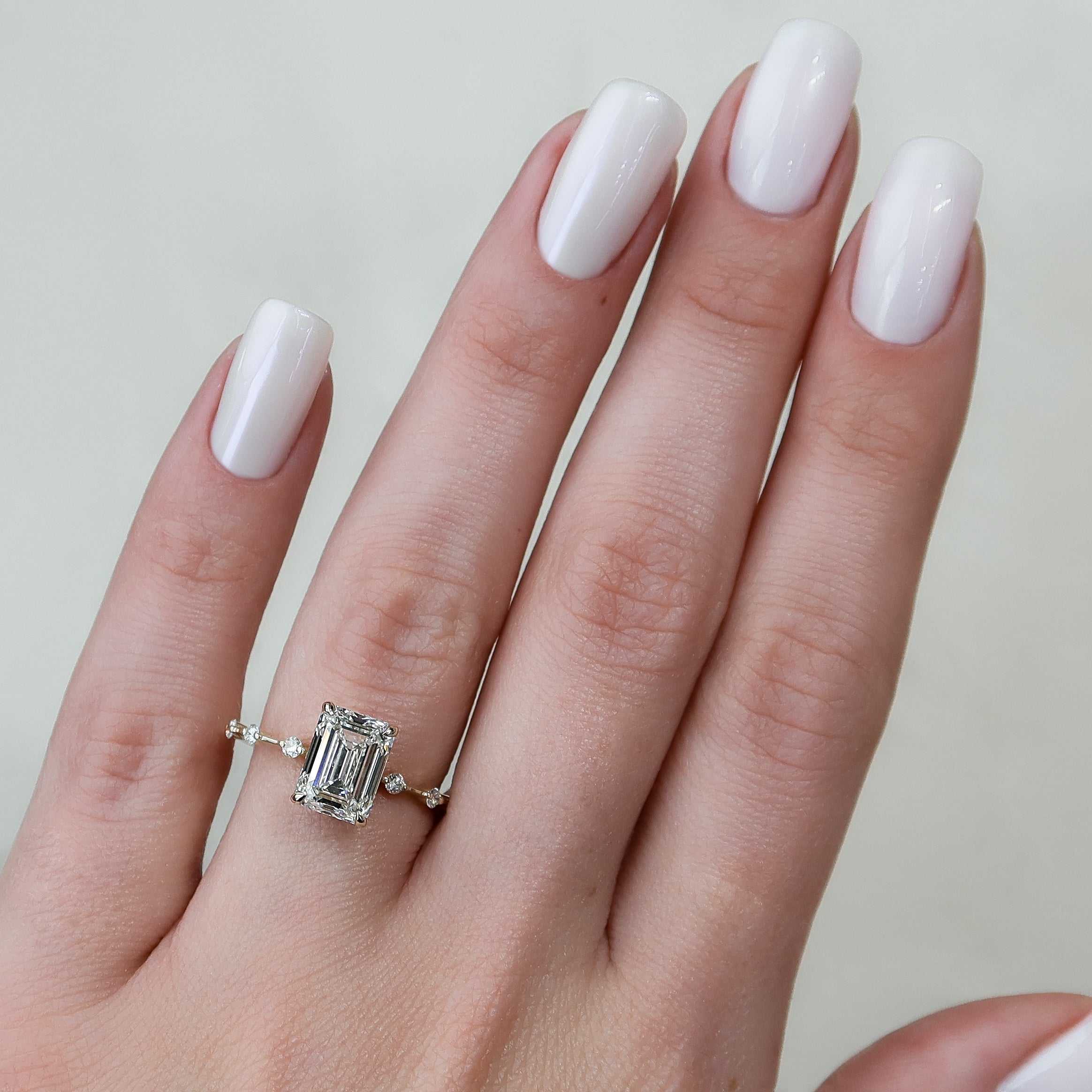 1.50 - 3.50 CT Emerald Cut Lab Grown Diamond Dainty Pave Engagement Ring