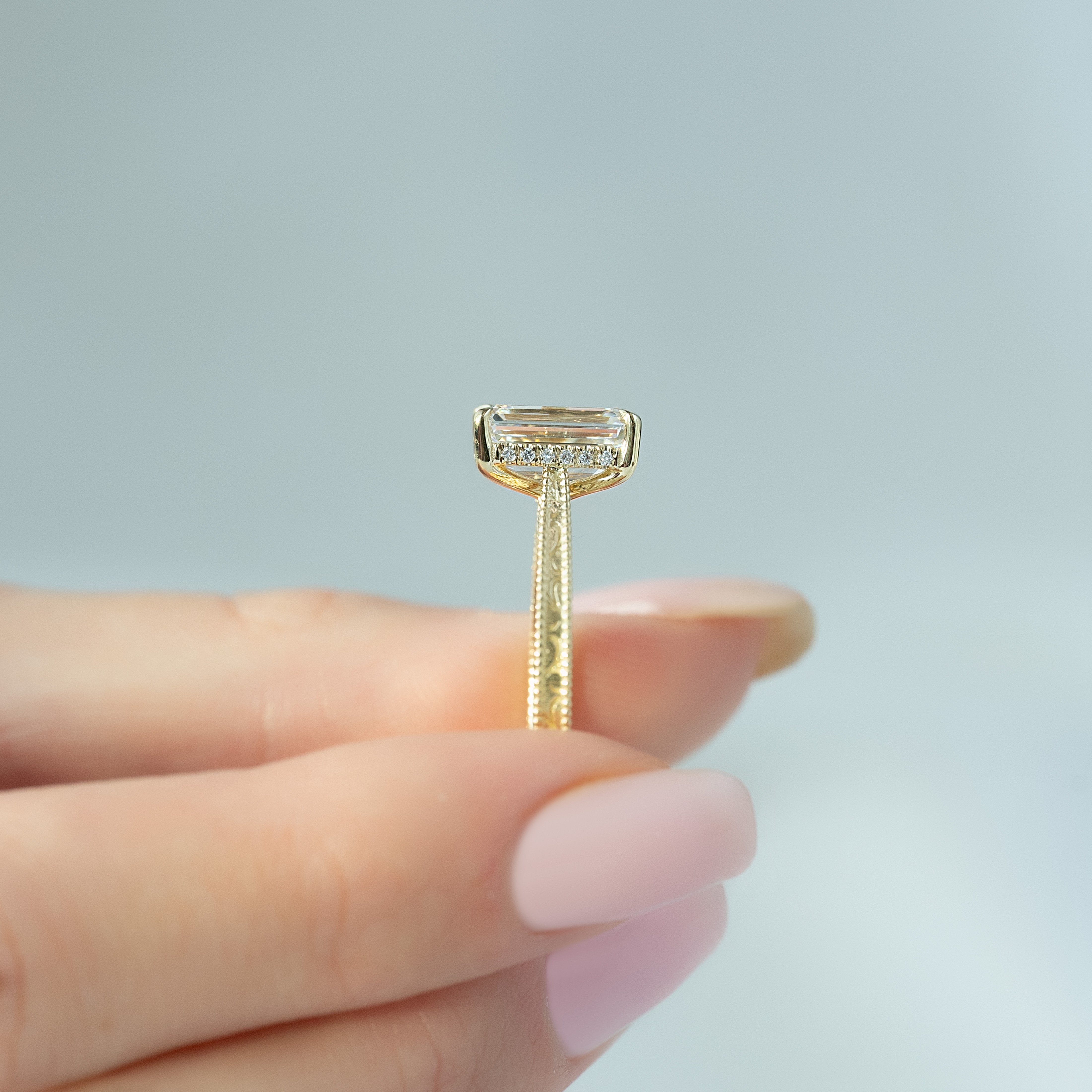 1.50 - 3.50 CT Emerald Cut Lab Grown Diamond vintage Engagement Ring