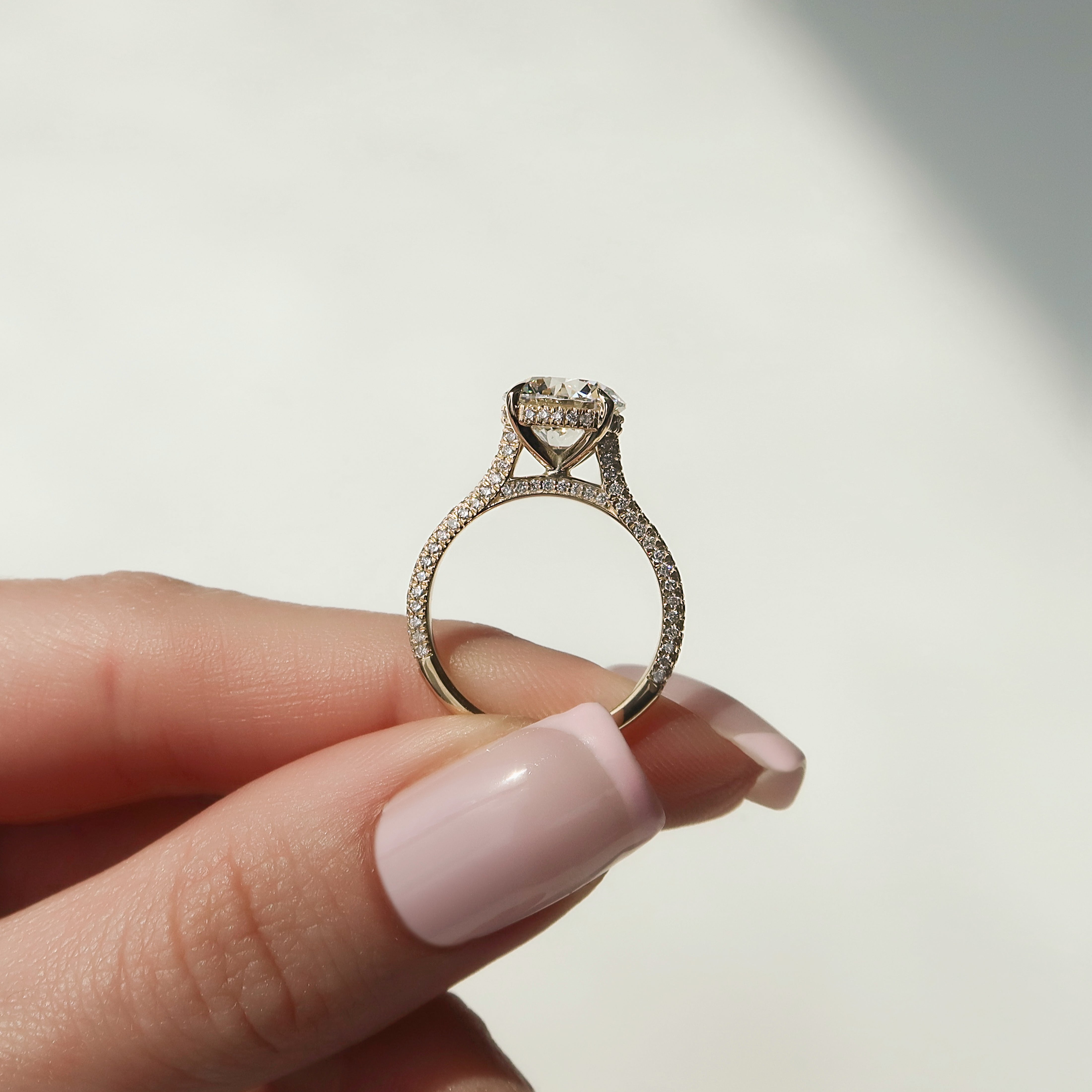 1.50 - 3.50  CT Round Cut Lab Grown Diamond Hidden Halo & Pave Engagement Ring