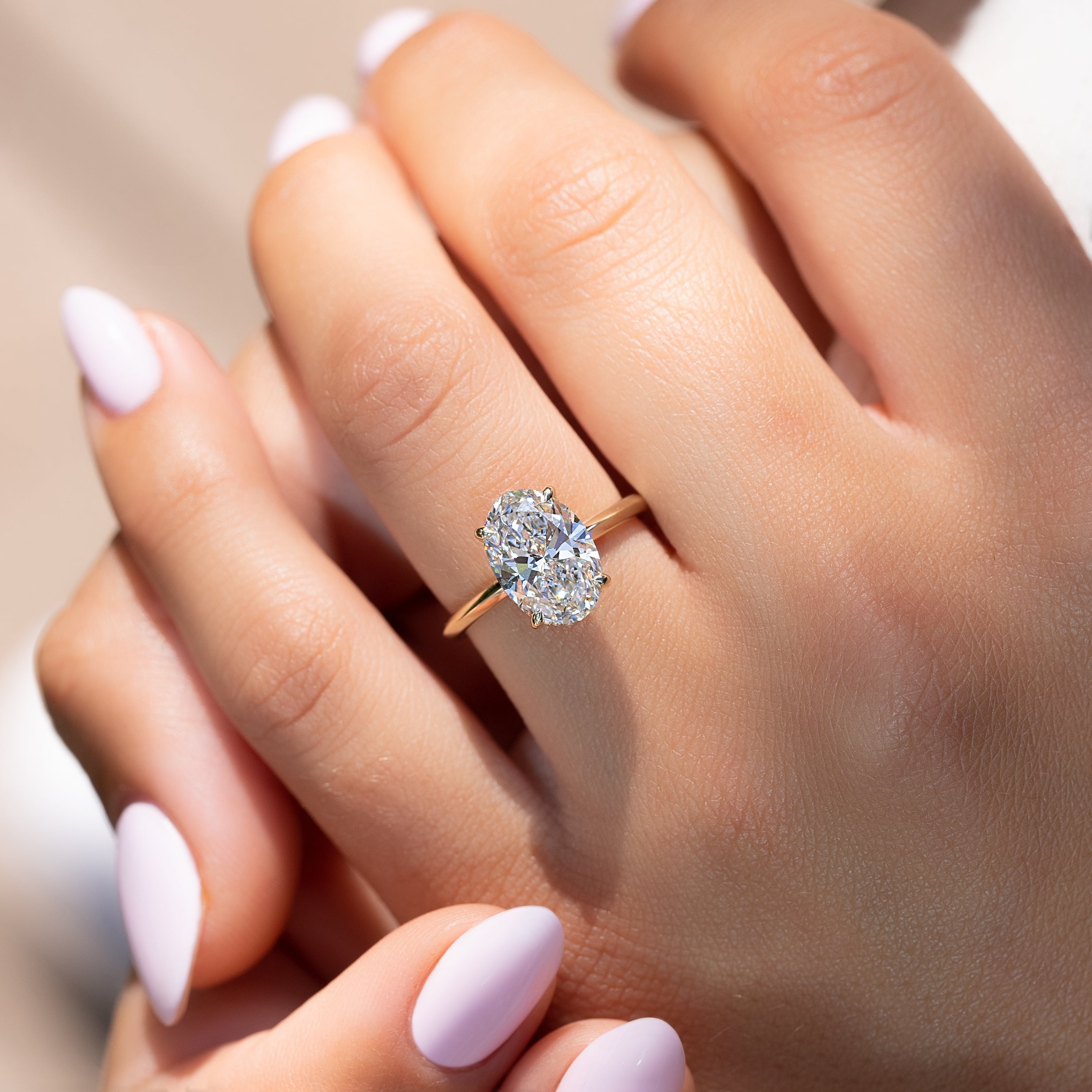 1.50 - 3.50 CT Oval Cut CVD Diamond Hidden Halo Engagement Ring