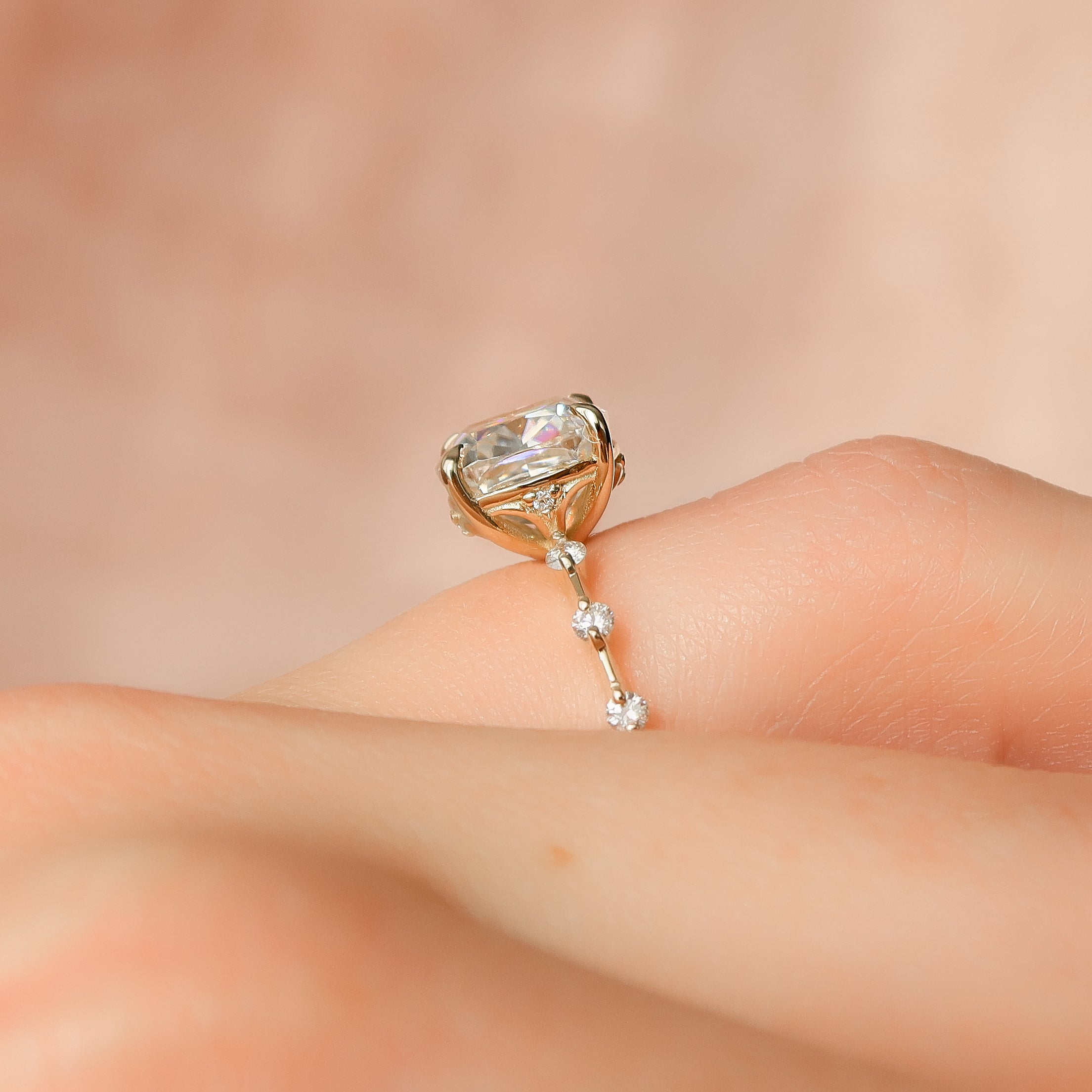 2.0 - 4.0 CT Cushion Cut Lab Grown Diamond Dainty Engagement Ring