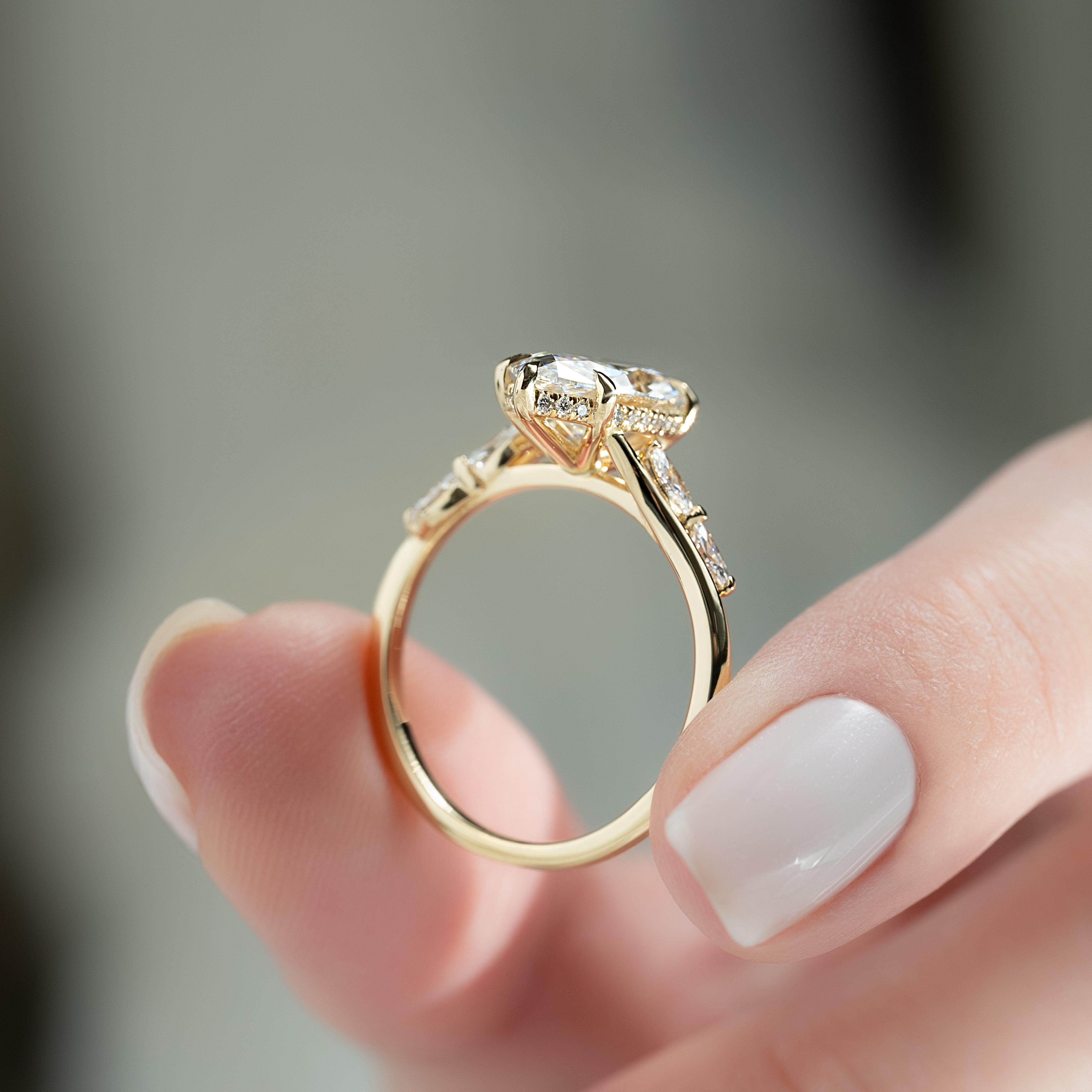 2.0 - 4.0 CT Marquise shaped Lab Grown Diamond Cluster-Setting Engagement Ring