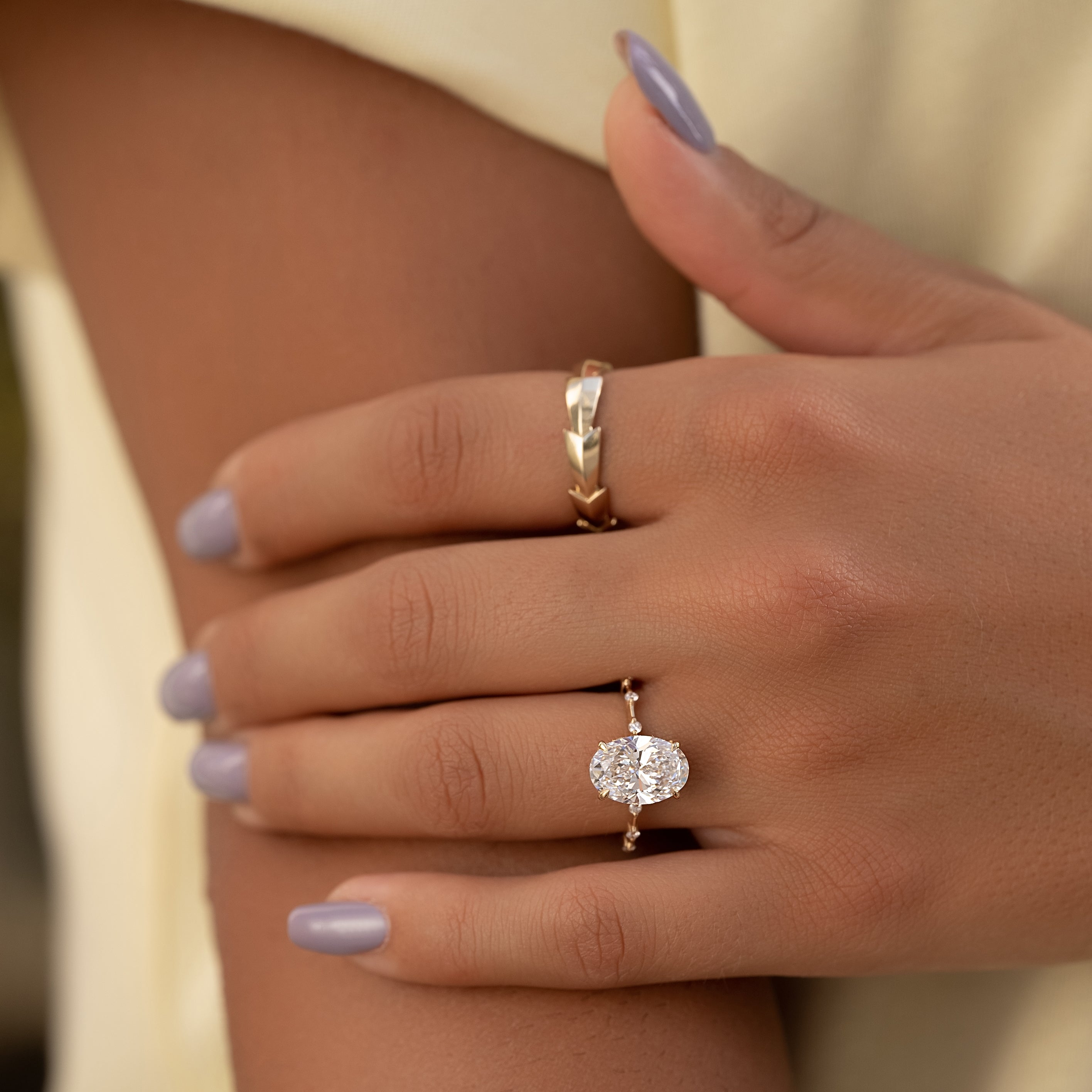 2.0 -4.0 CT Oval Cut Lab Grown Diamond Dainty Engagement Ring