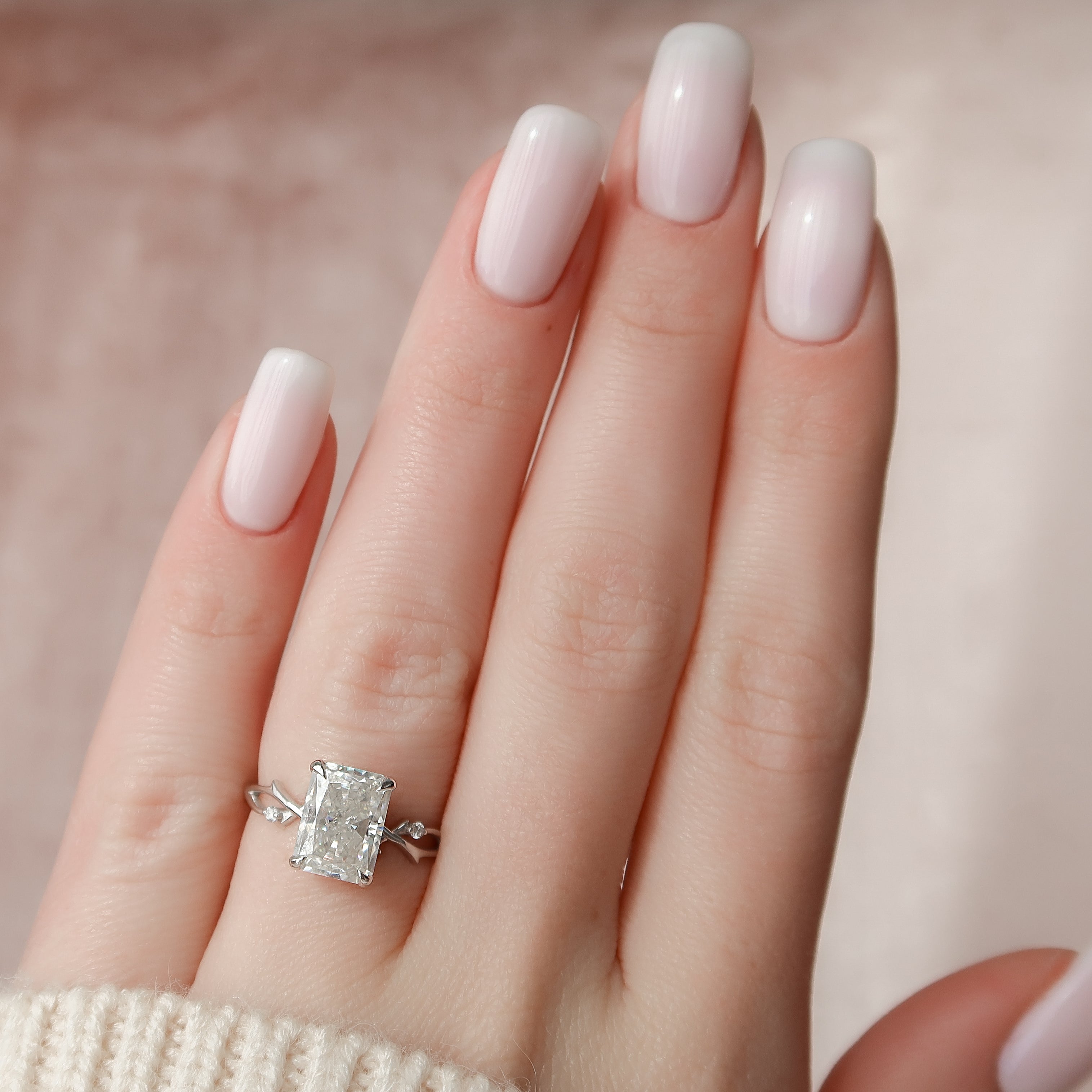 2.0 - 4.0 CT Radiant Cut Lab Grown Diamond twig Engagement Ring