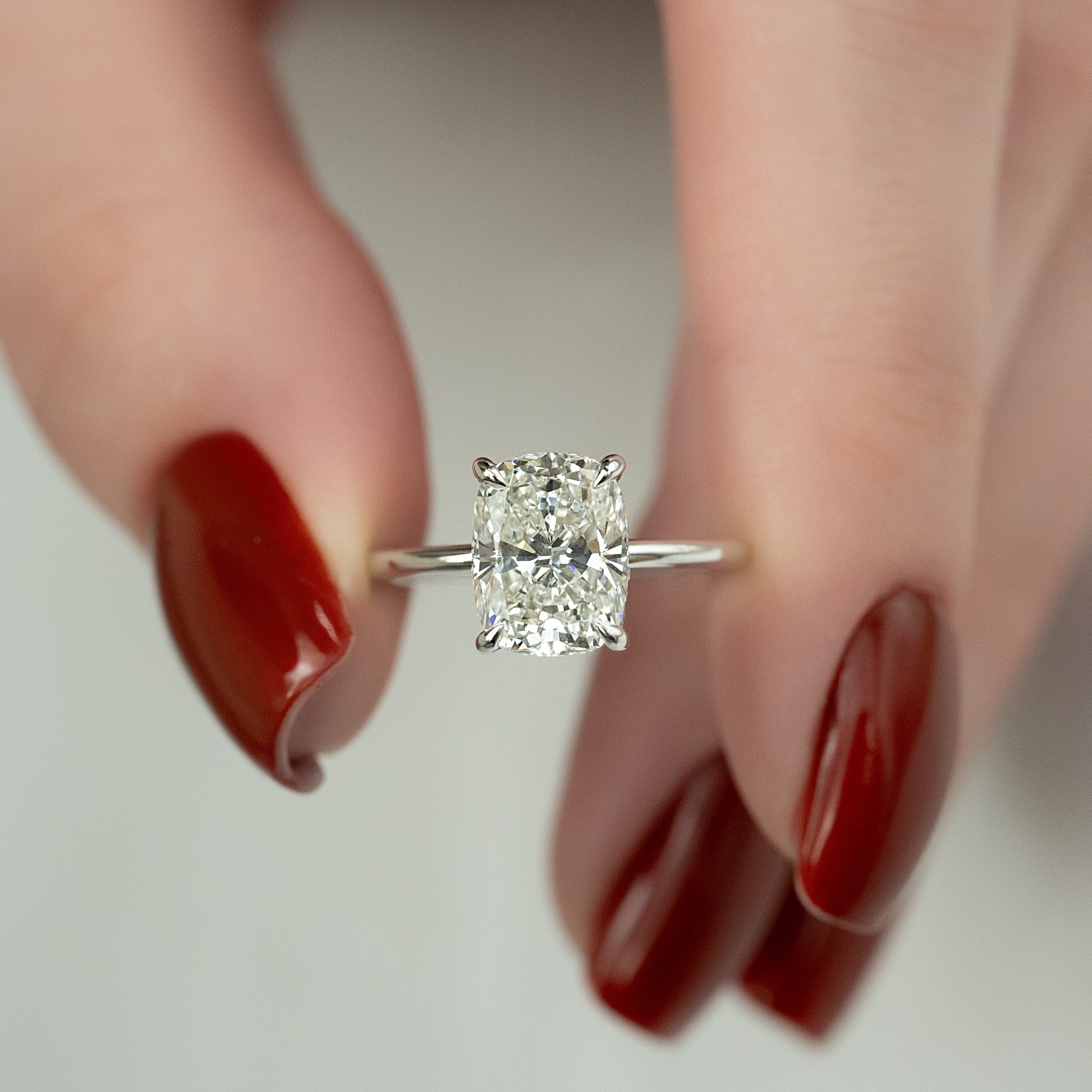 2.0 - 4.0 CT Elongated Cushion Cut Lab Grown Diamond Hidden Halo Engagement Ring