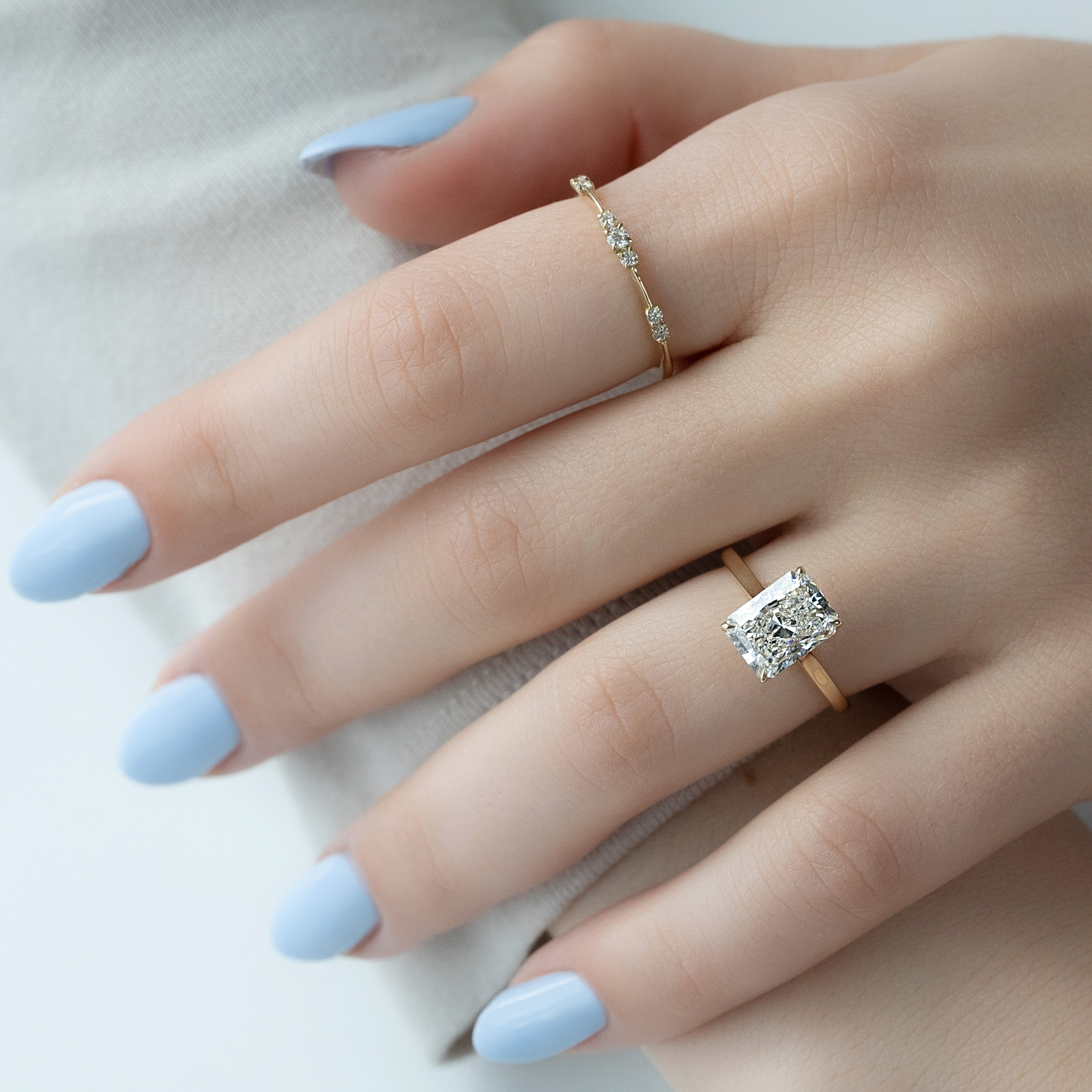 2.0 - 4.0  CT Radiant Cut Lab Grown Diamond Hidden Halo Engagement Ring