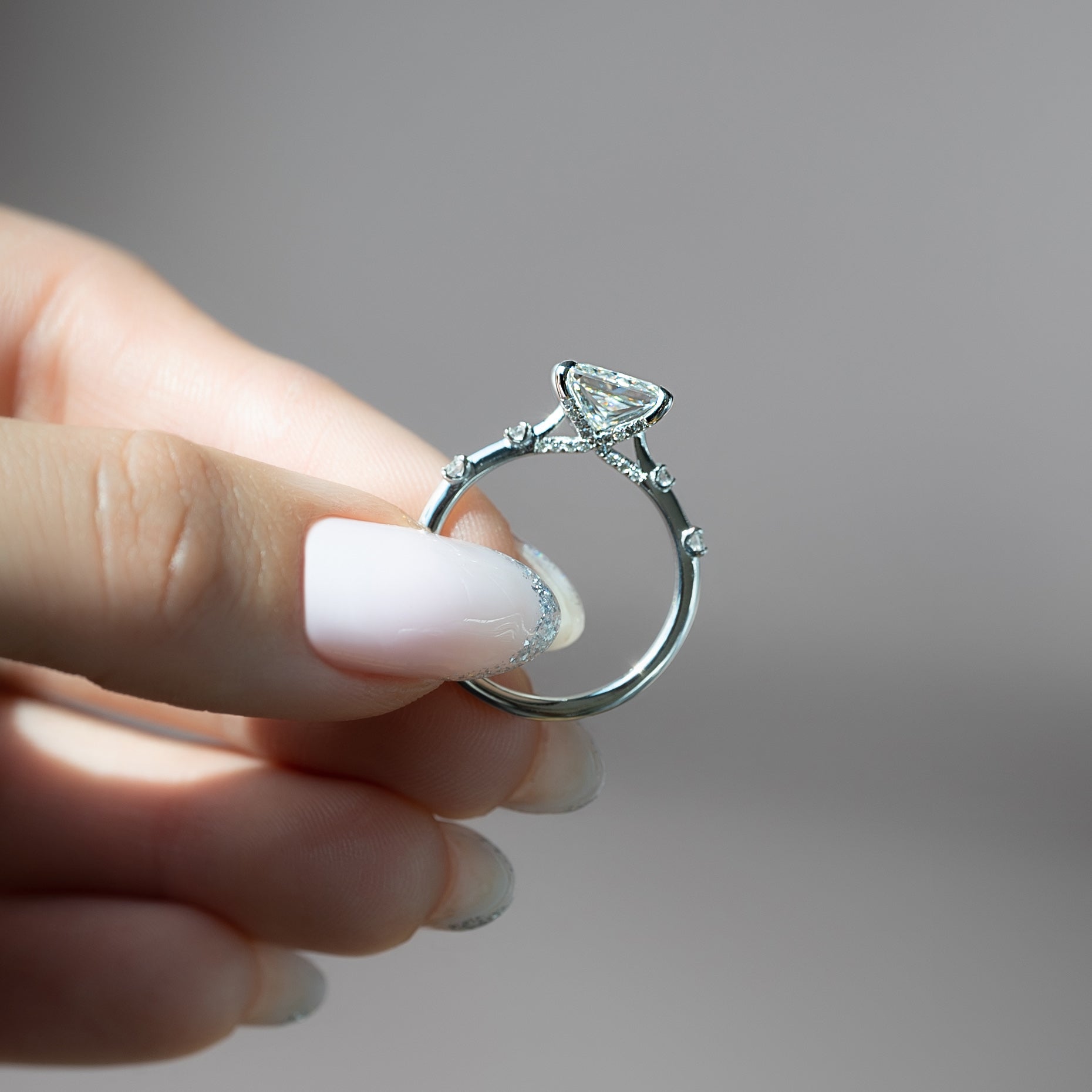 1.0 - 3.50 CT Princess Cut Lab Grown Diamond Dainty Style Engagement Ring