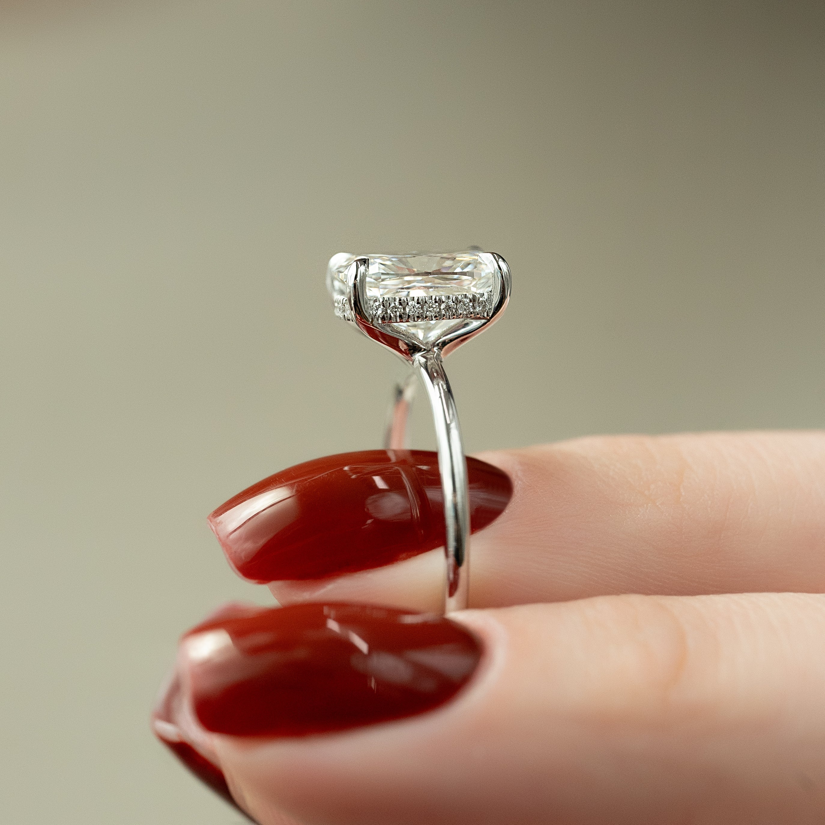 2.0 - 4.0 CT Elongated Cushion Cut Lab Grown Diamond Hidden Halo Engagement Ring