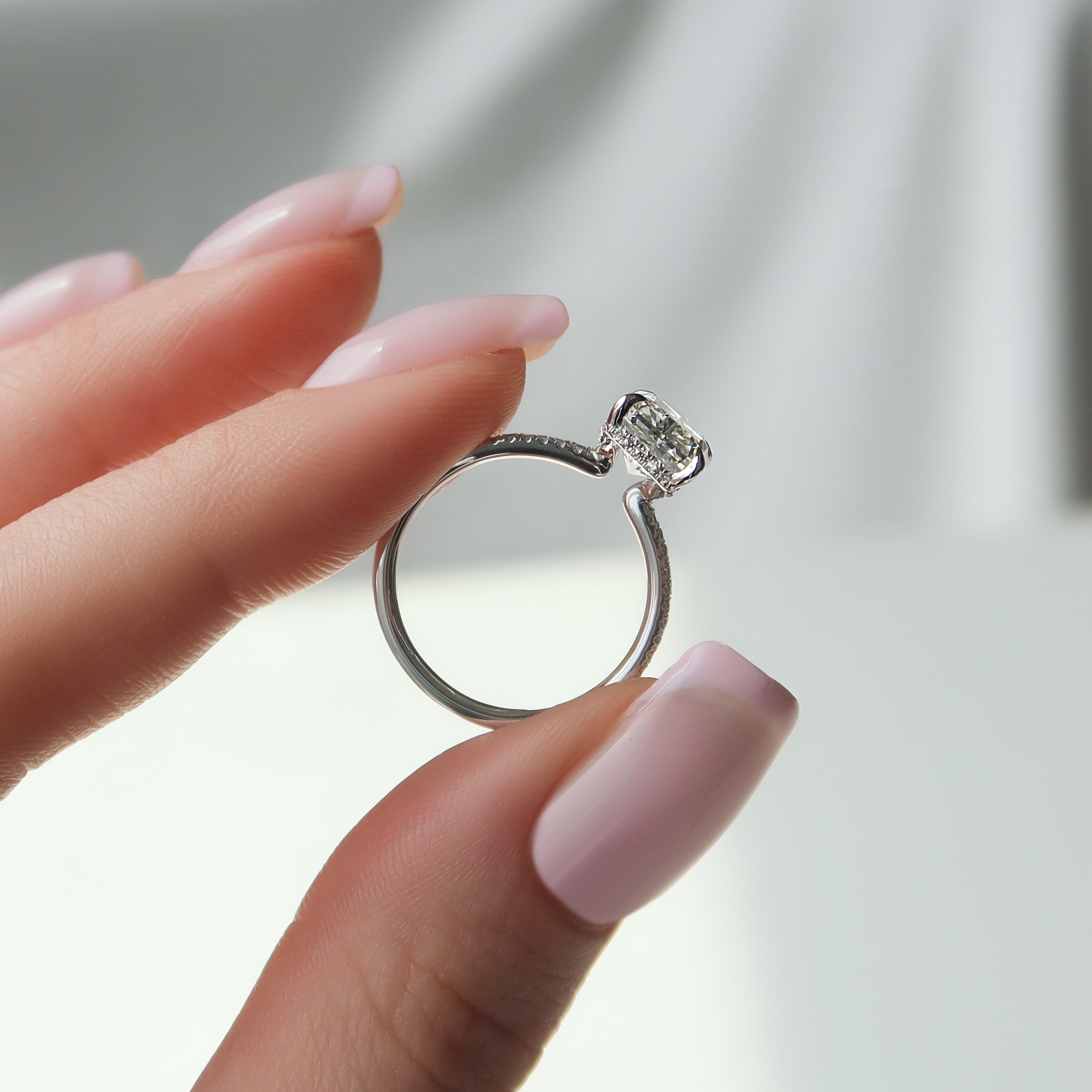 2.0 - 4.0  CT Radiant Cut  Lab Grown Diamond Pave Engagement Ring