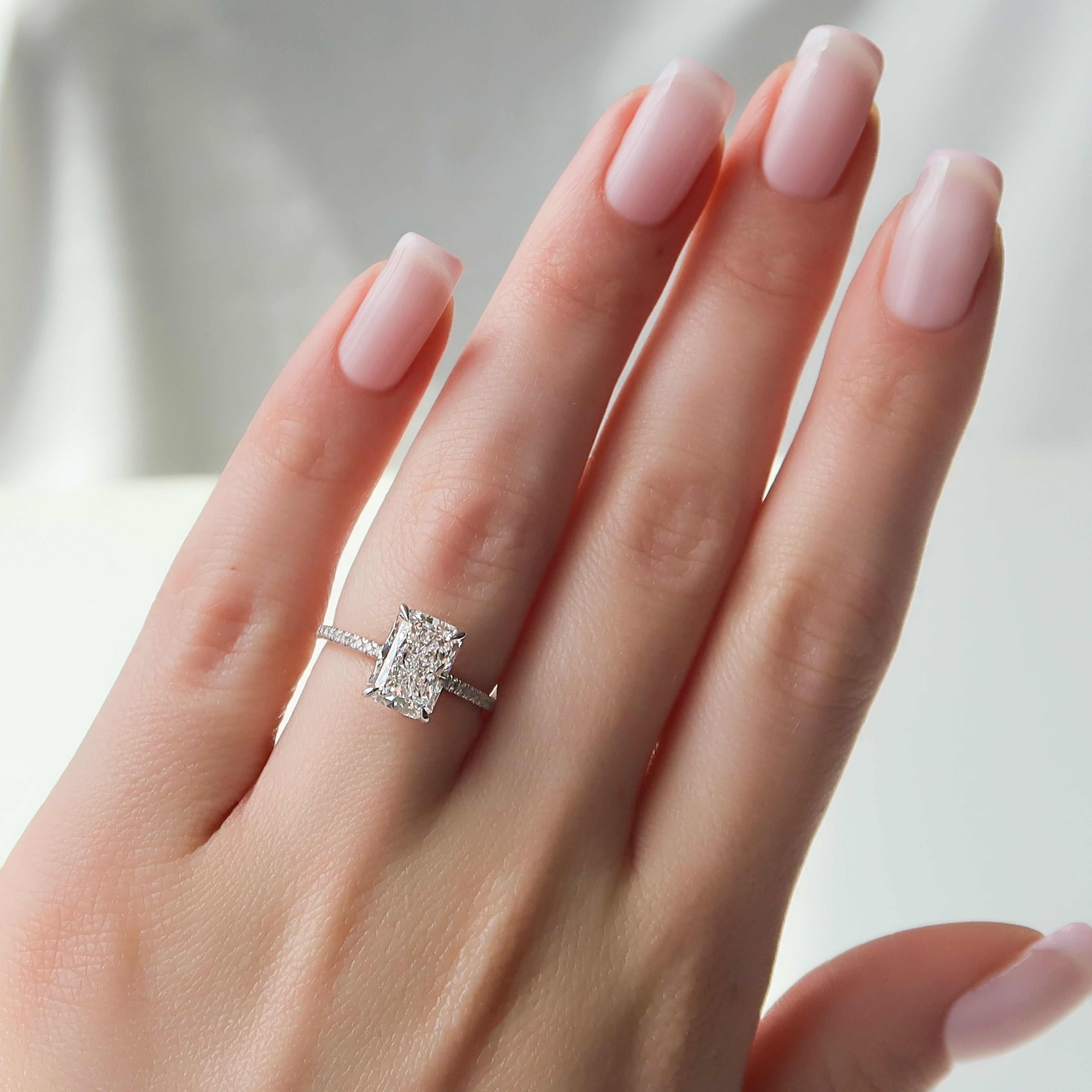 2.0 - 4.0 CT Radiant Cut CVD Diamond Pave Engagement Ring