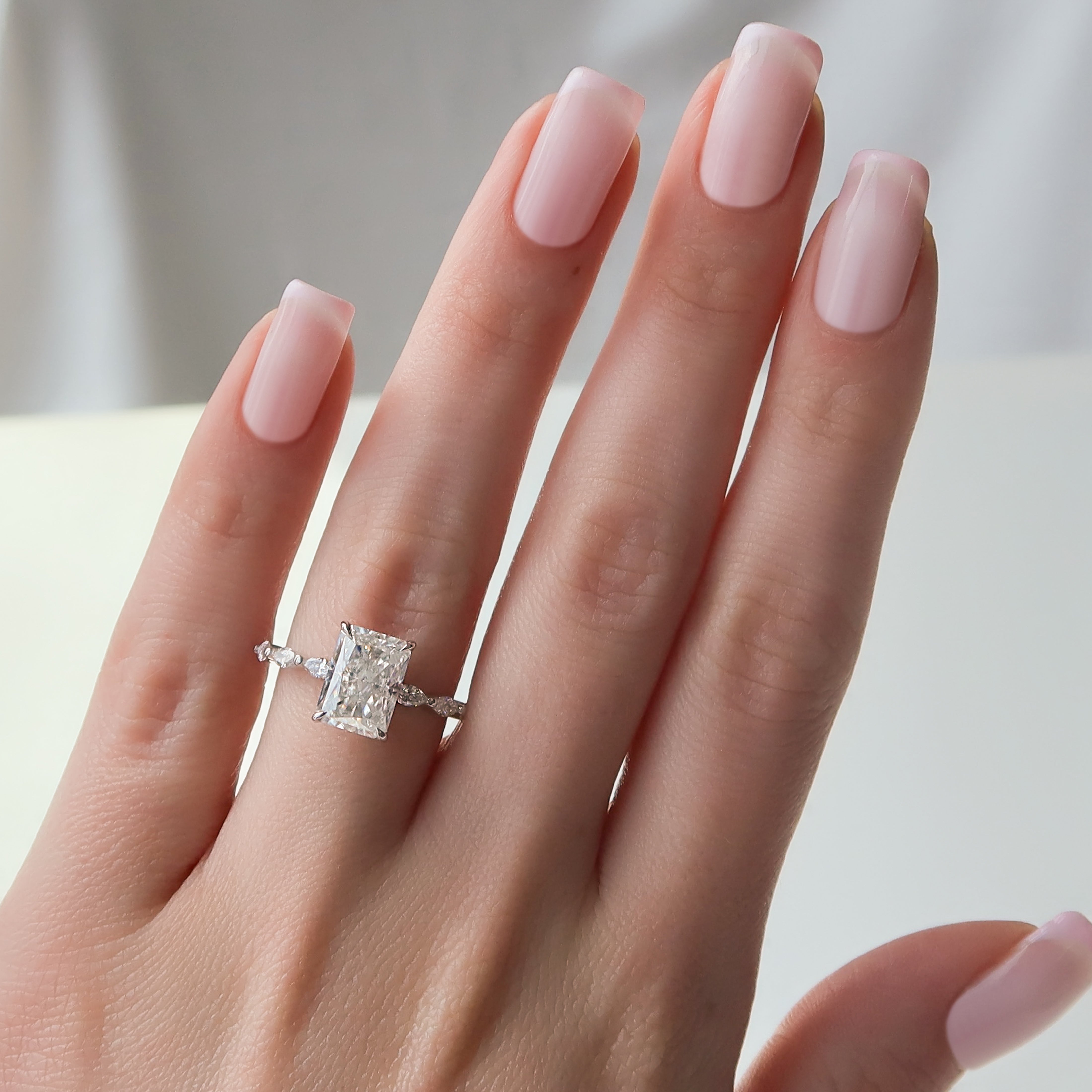 2.0 - 4.0 CT Radiant Cut CVD Diamond Hidden Halo & Pave Engagement Ring