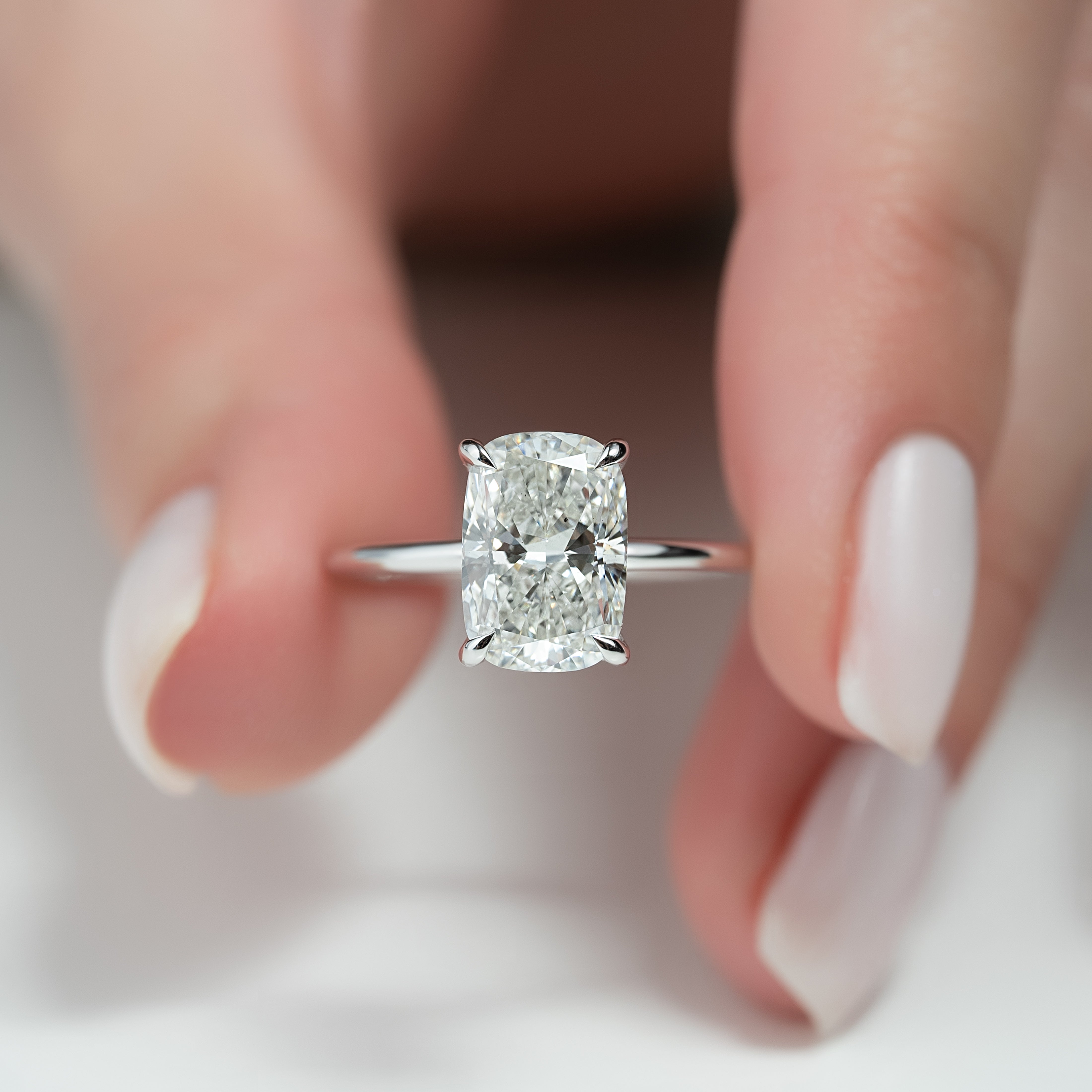 2.0 - 4.0 CT Elongated Cushion Cut Lab Grown Diamond Hidden Halo Engagement Ring