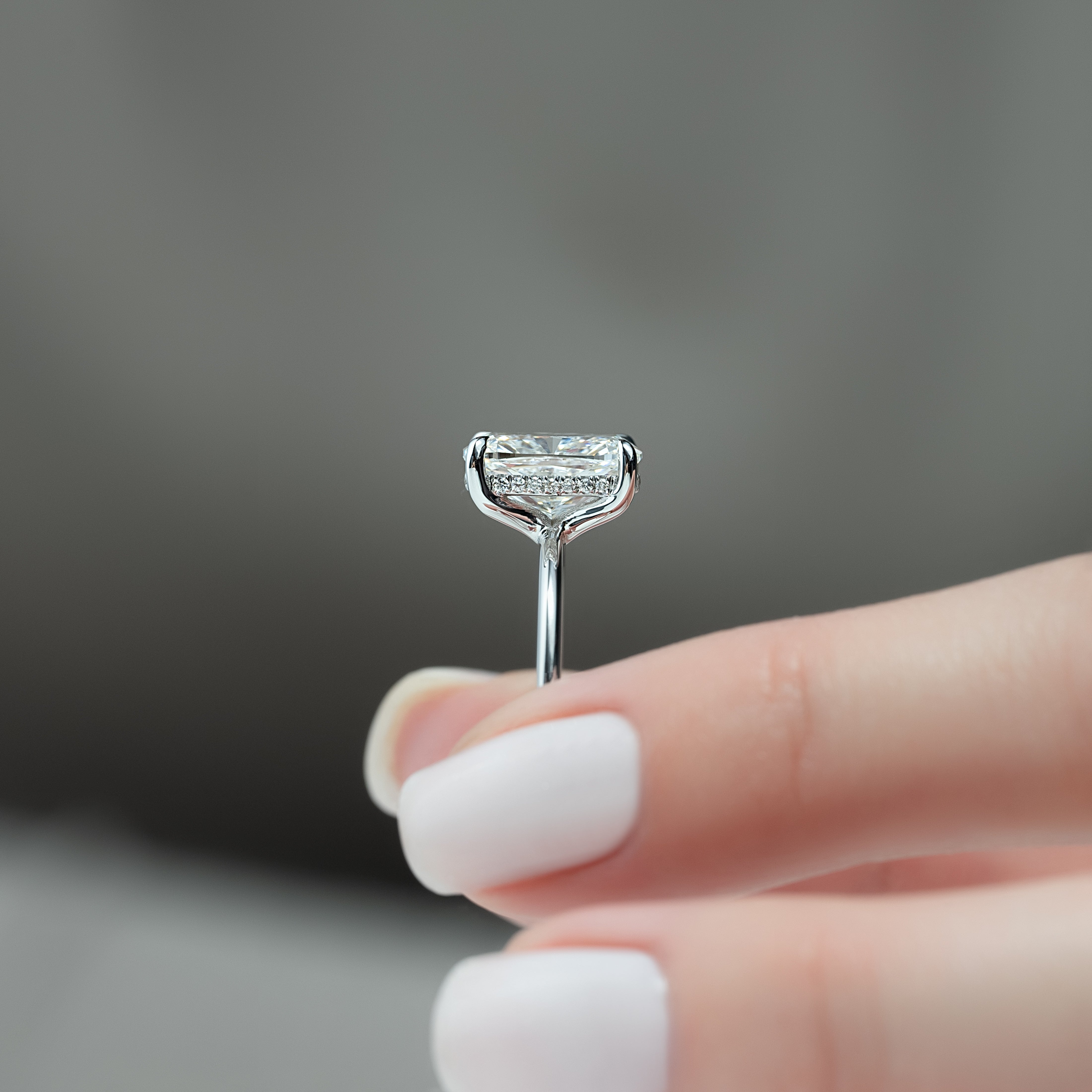 2.0 - 4.0 CT Elongated Cushion Cut Lab Grown Diamond Hidden Halo Engagement Ring