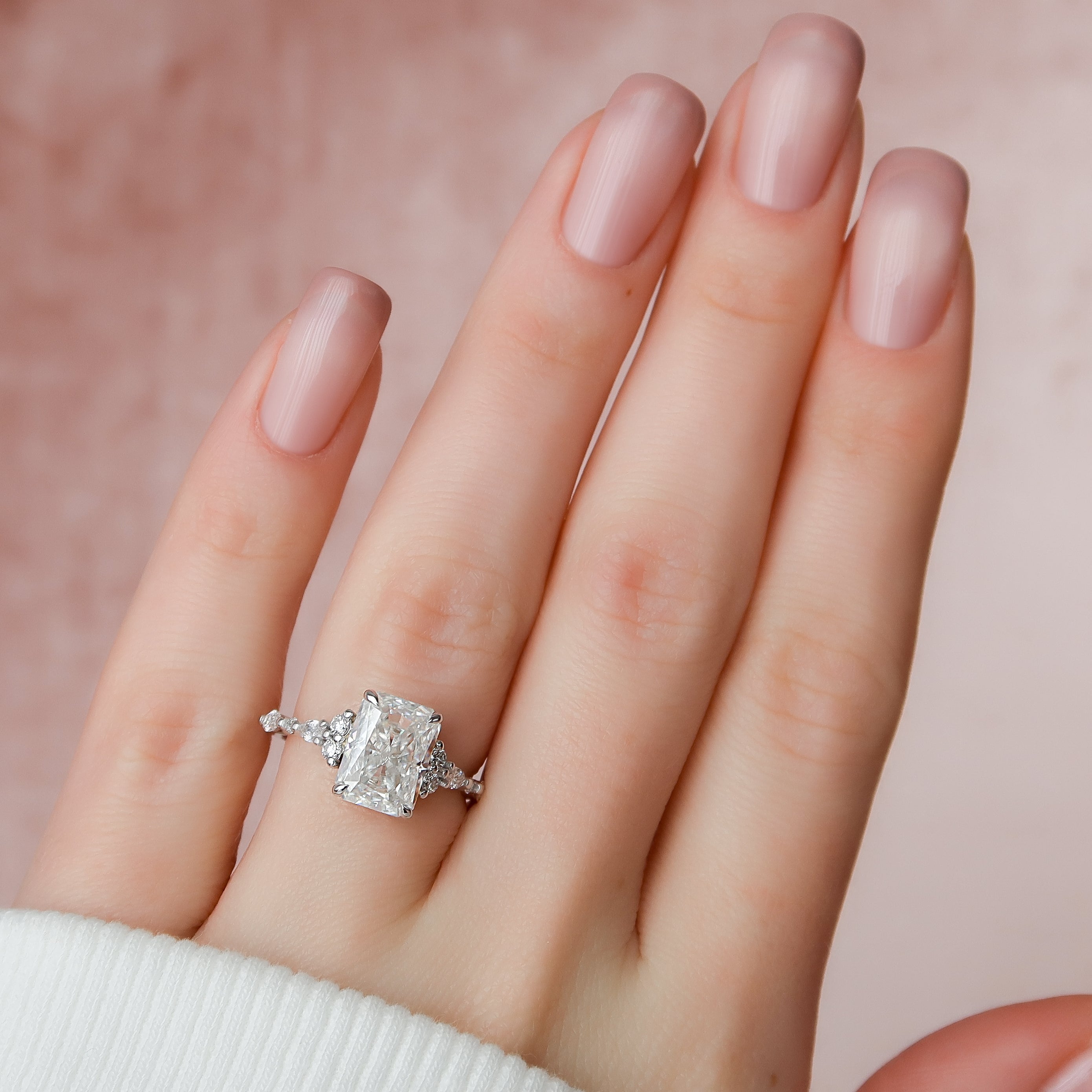 2.0 - 4.0 CT Radiant Cut CVD Diamond Cluster Engagement Ring