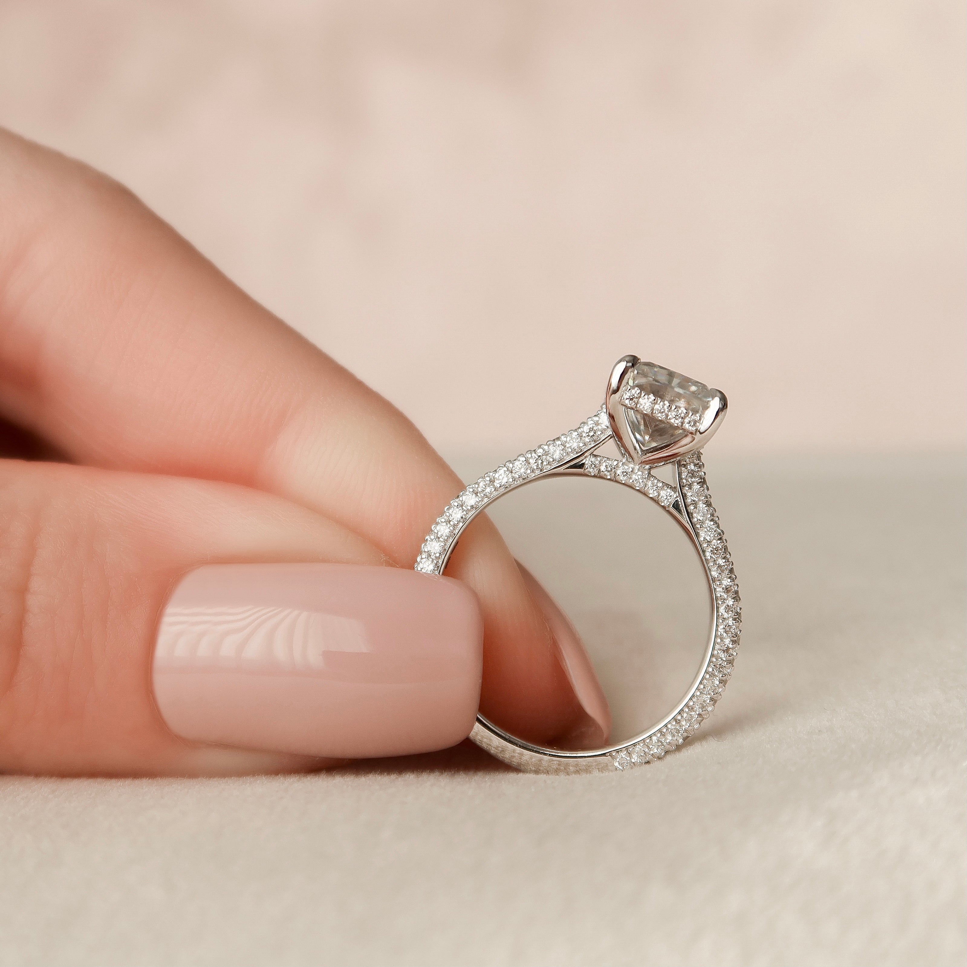 2.0 - 4.0 CT Radiant Cut Lab Grown Diamond Hidden Halo & Pave Engagement Ring