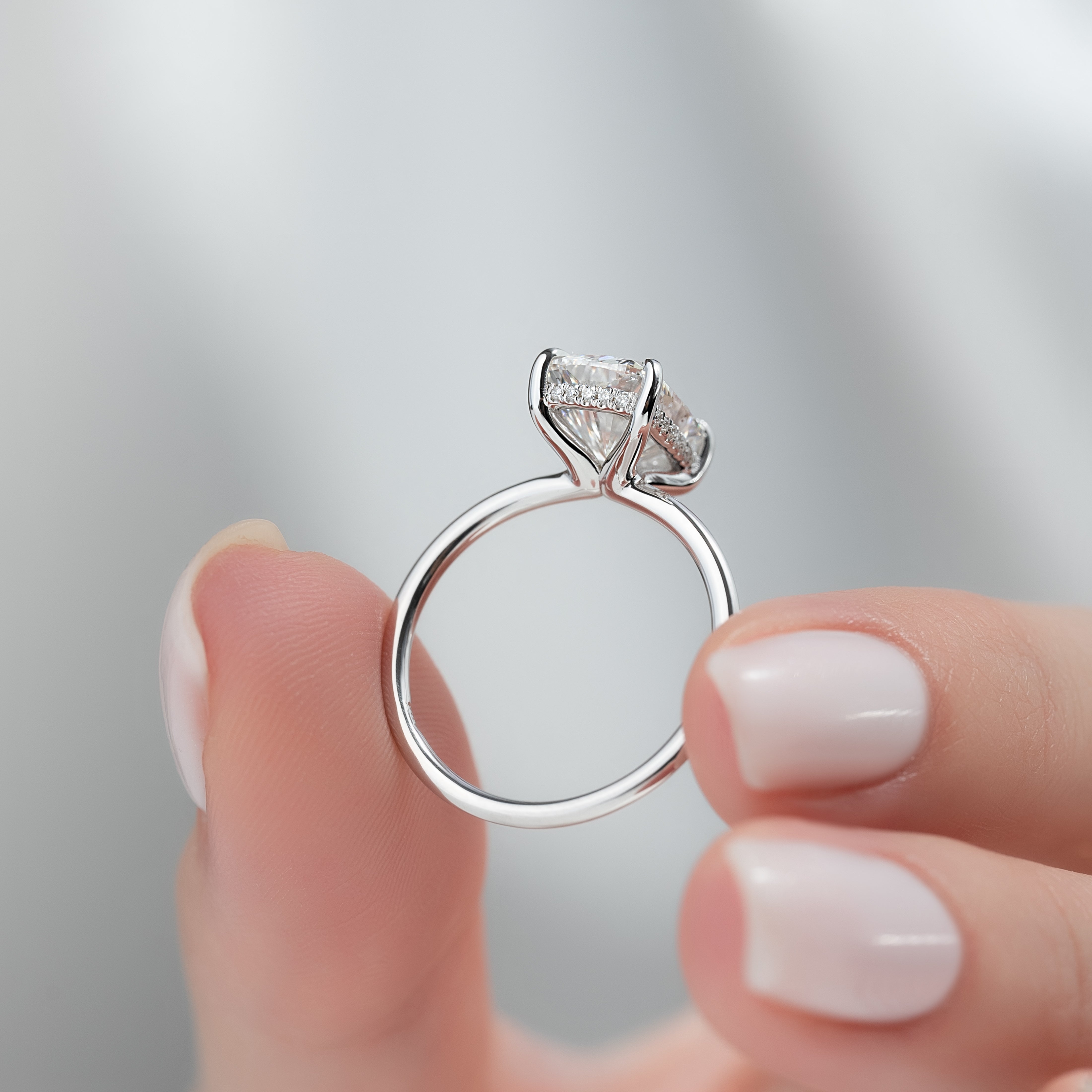 2.0 - 4.0 CT Elongated Cushion Cut Lab Grown Diamond Hidden Halo Engagement Ring