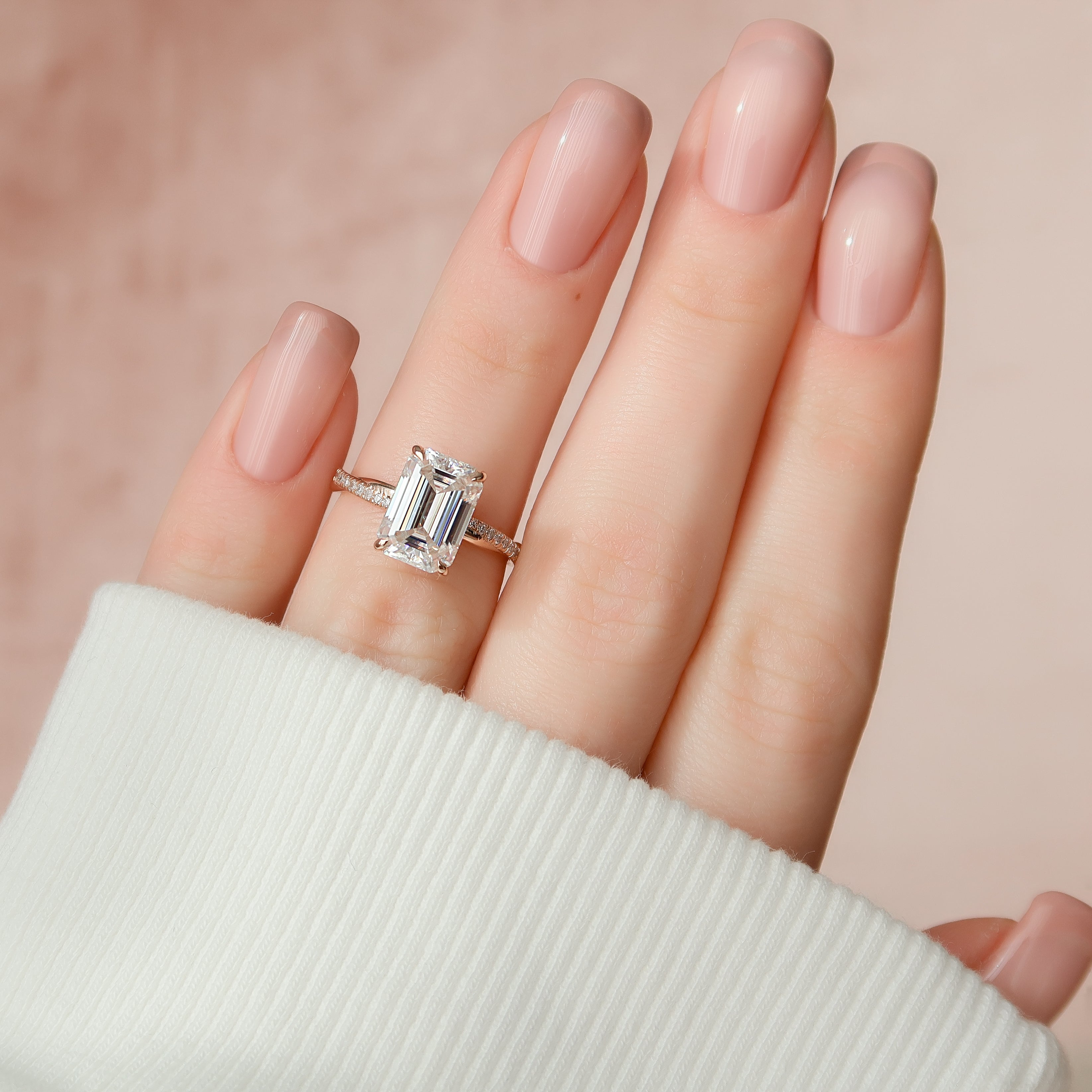 2.0 - 4.0 CT Emerald Cut Lab Grown Diamond twisted Engagement Ring