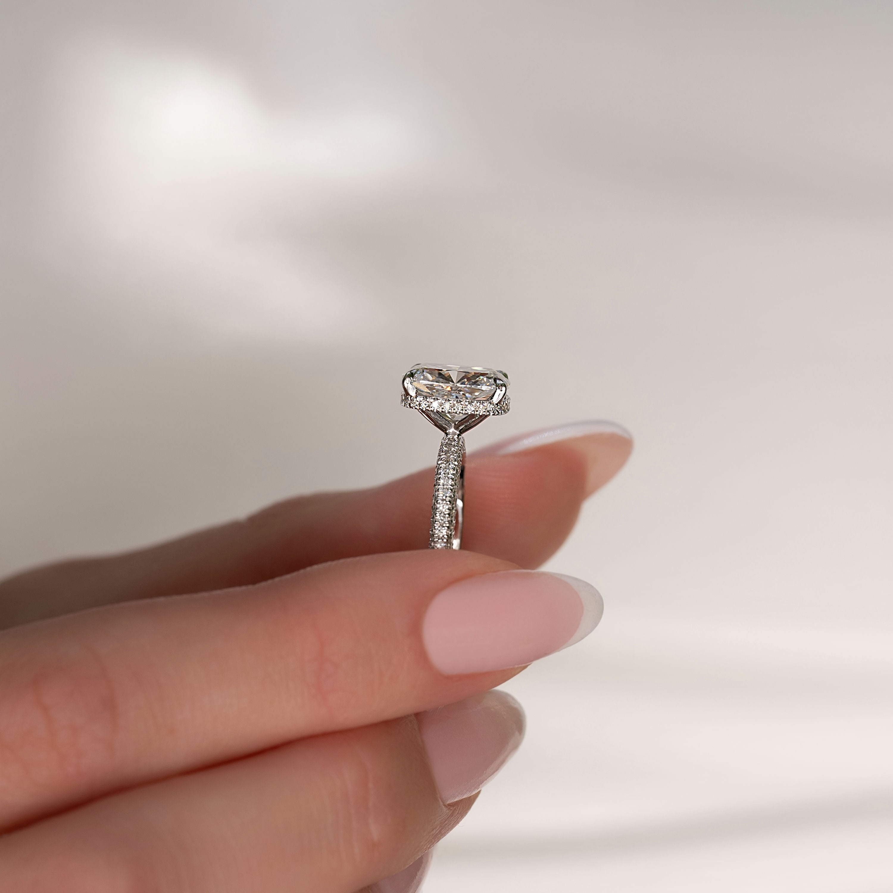 2.0 - 4.0 CT Elongated Cushion Cut Lab Grown Diamond Hidden Halo & Pave Style Engagement Ring