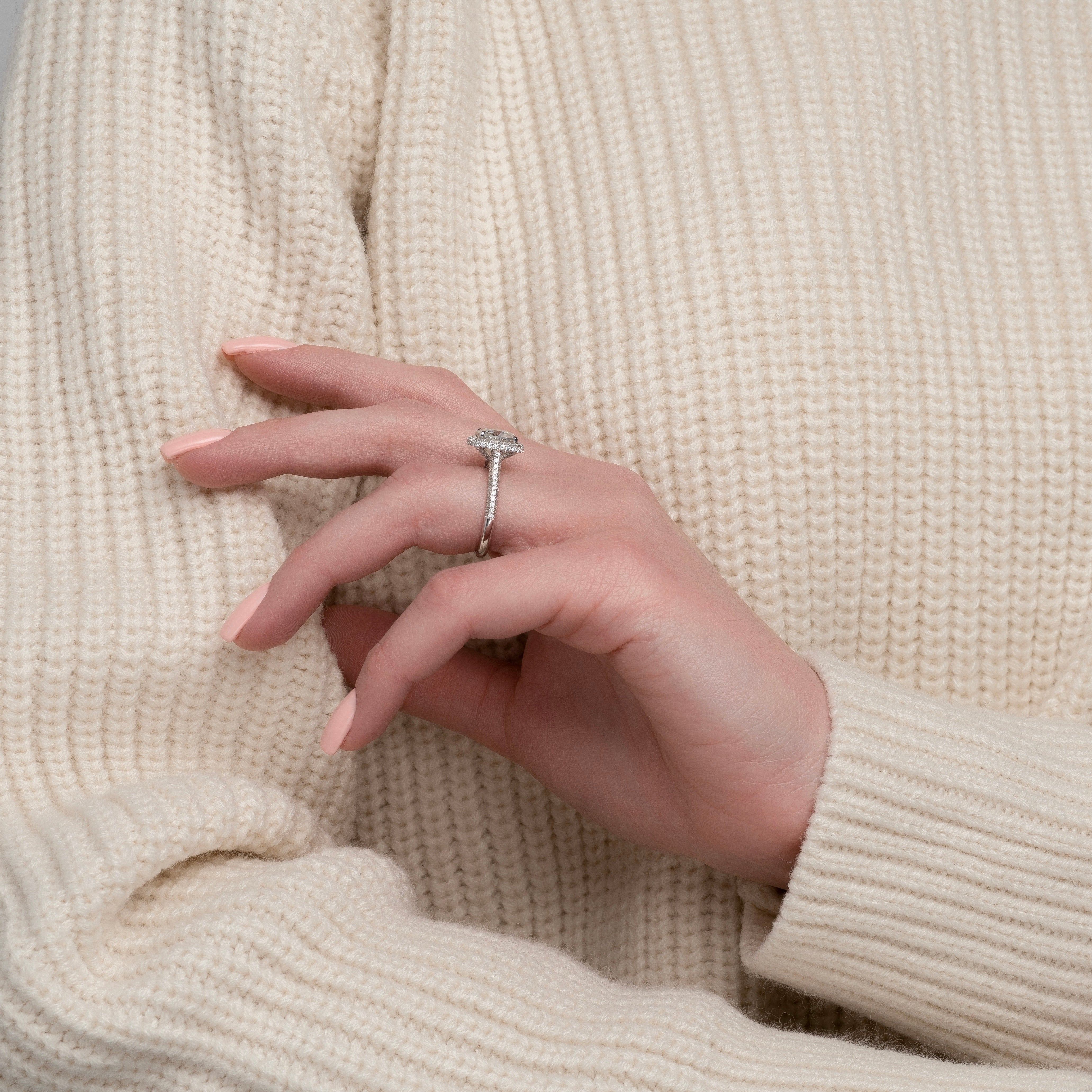 1.50 - 3.50 CT Cushion Cut Lab Grown Diamond Halo & Pave Engagement Ring