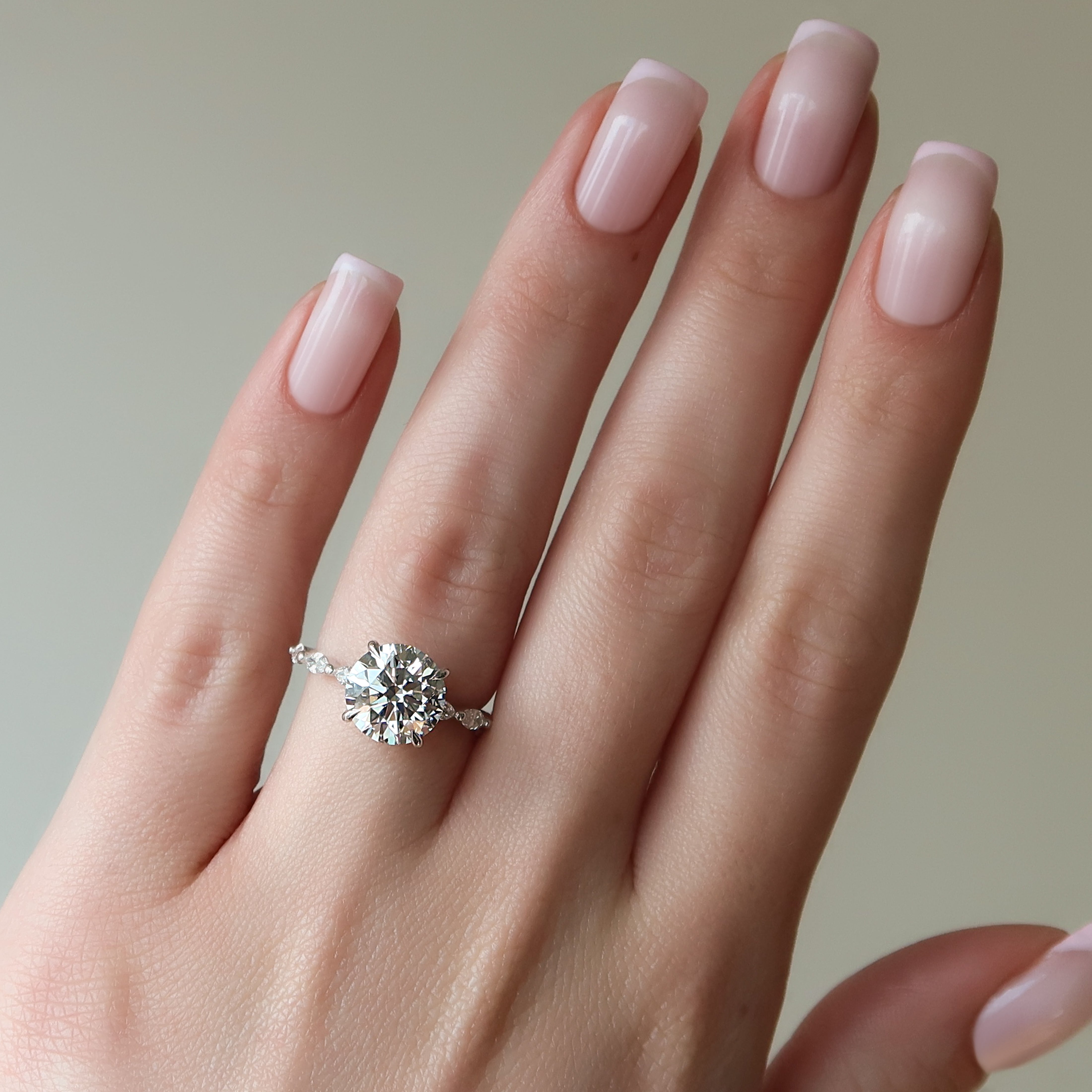 1.50 - 3.50 CT Round Cut Lab Grown Diamond Hidden Halo & Pave Engagement Ring