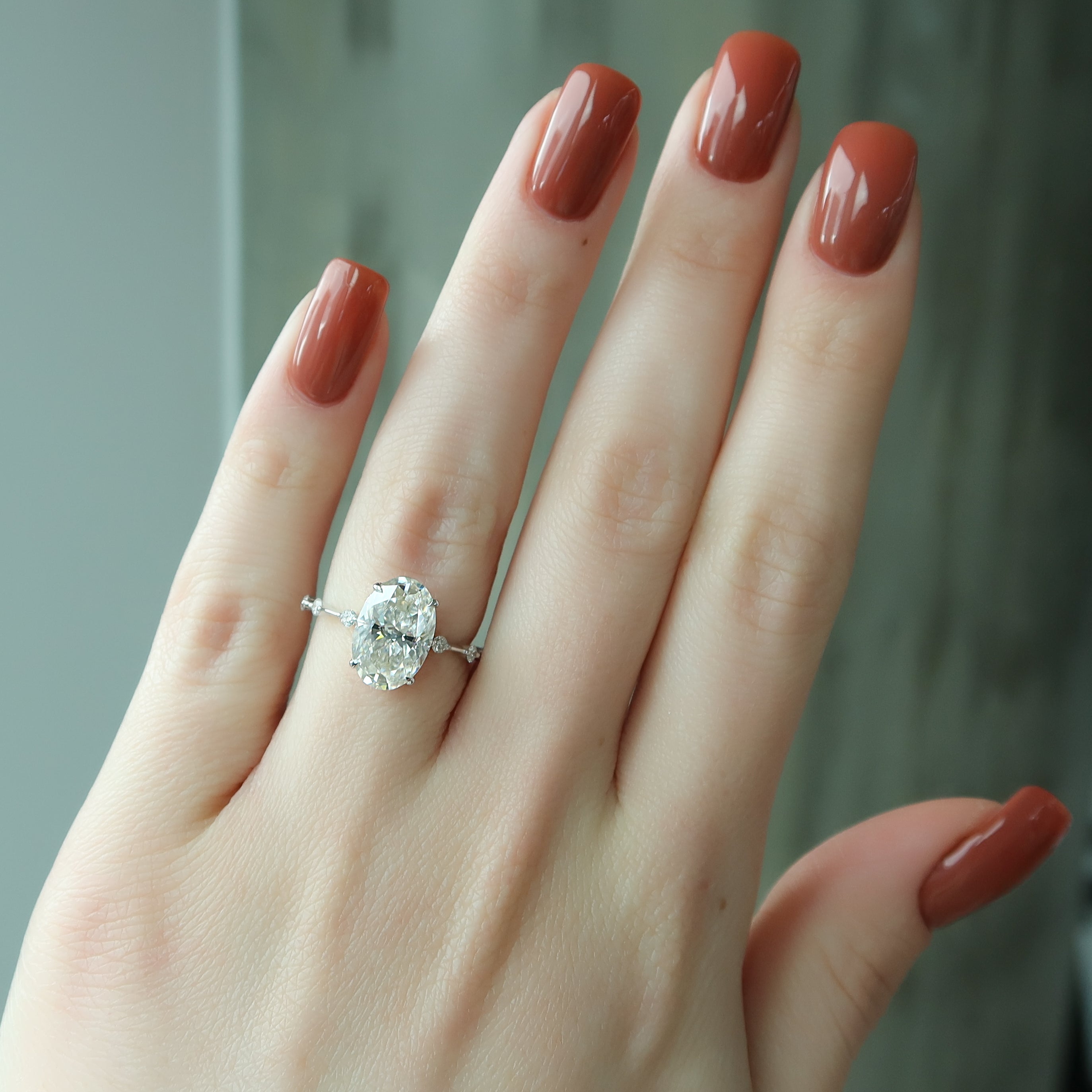 2.0 - 4.0 CT Oval Cut CVD Diamond Dainty Engagement Ring