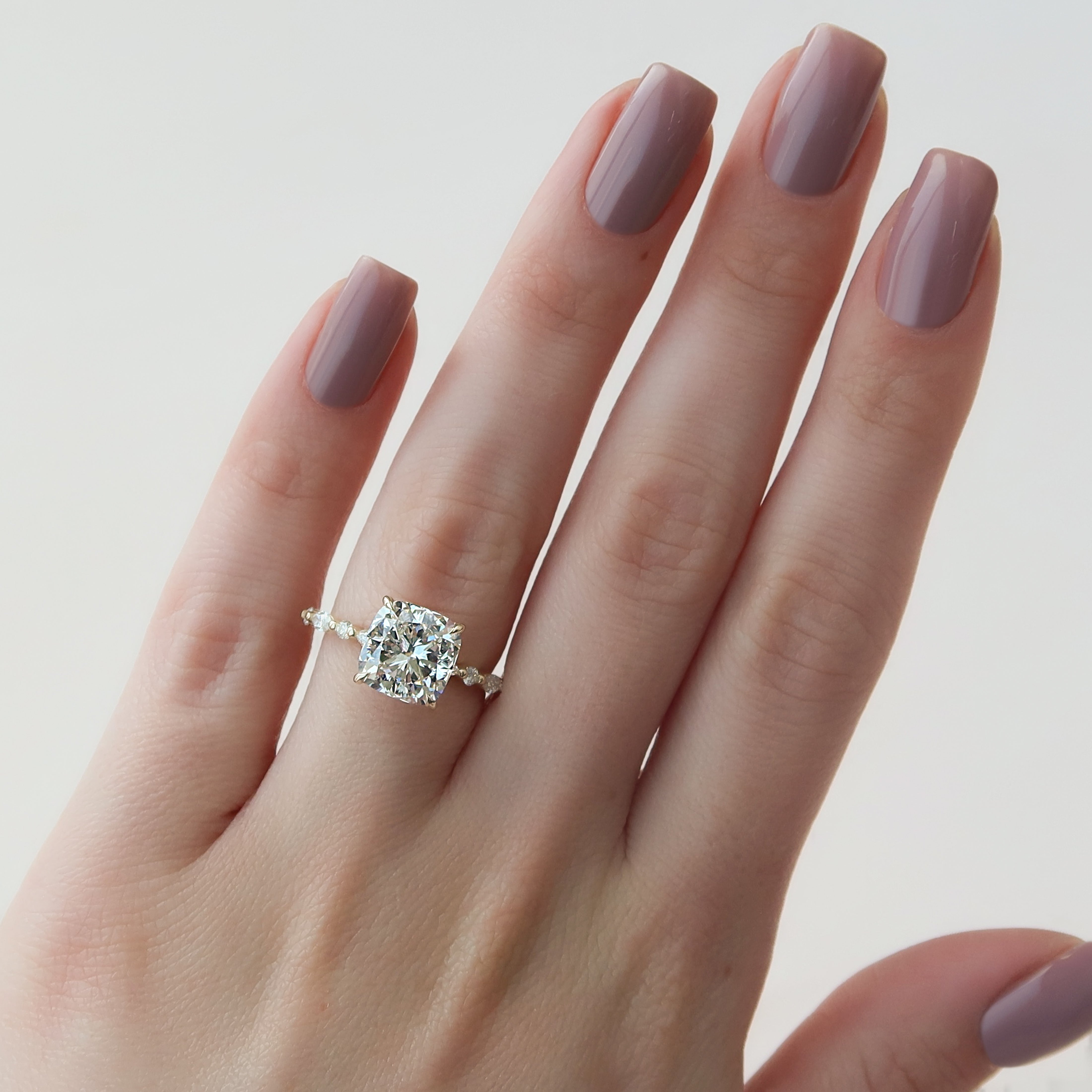 2.0 - 4.0 CT Cushion Cut Lab Grown Diamond Hidden Halo & Pave Engagement Ring