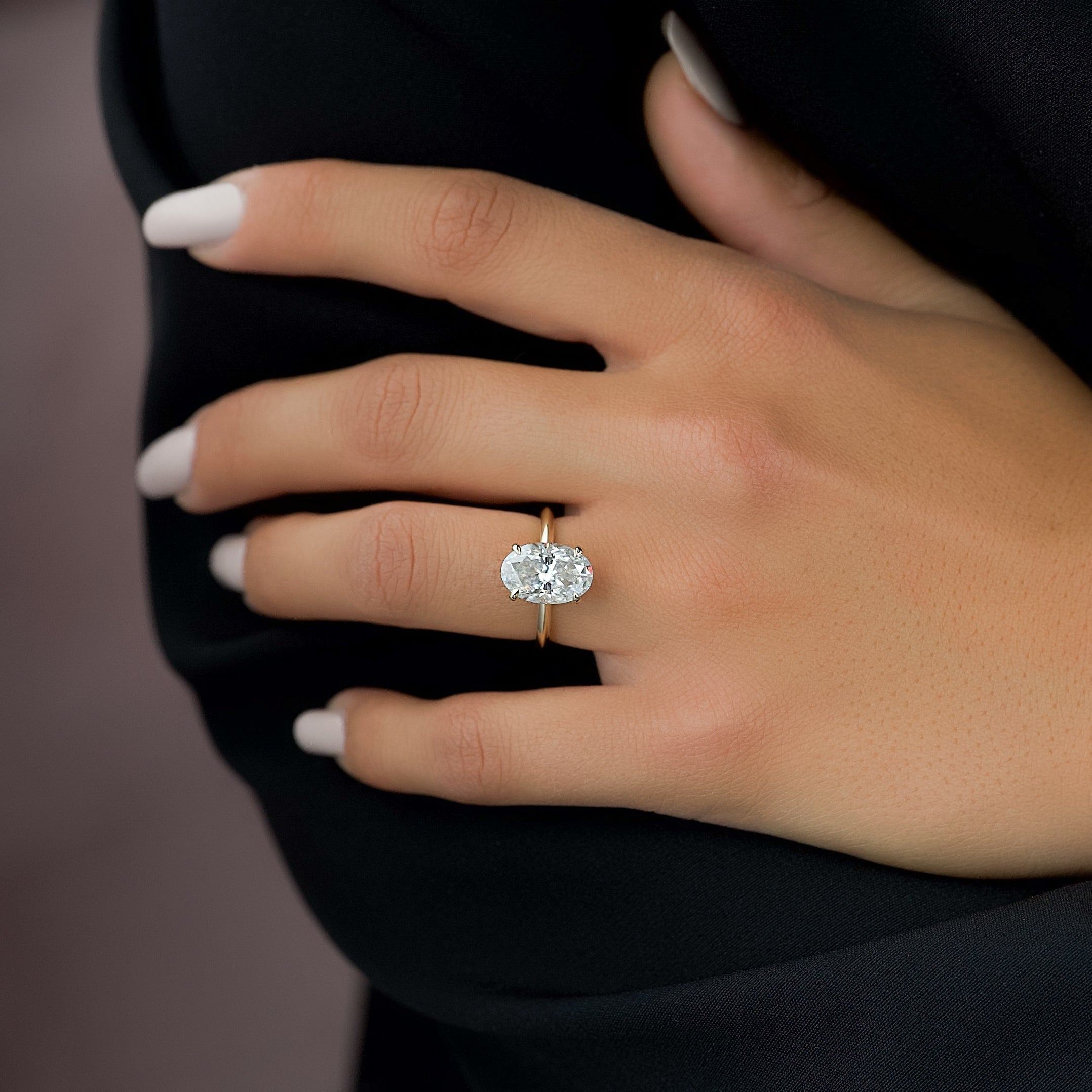 1.50 - 3.50 CT Oval Cut CVD Diamond Hidden Halo Engagement Ring