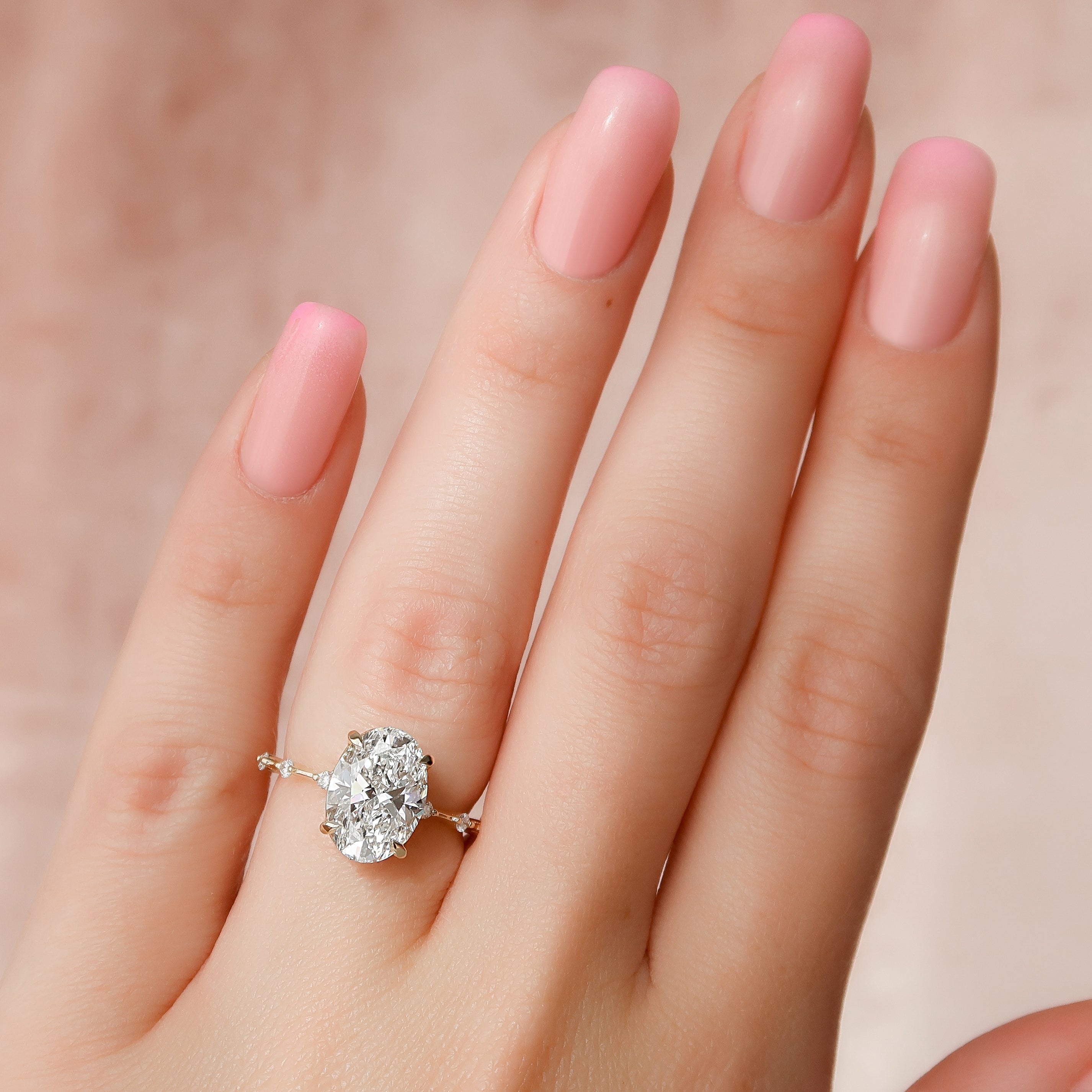 2.0 - 4.0 CT Oval Cut CVD Diamond Dainty Engagement Ring
